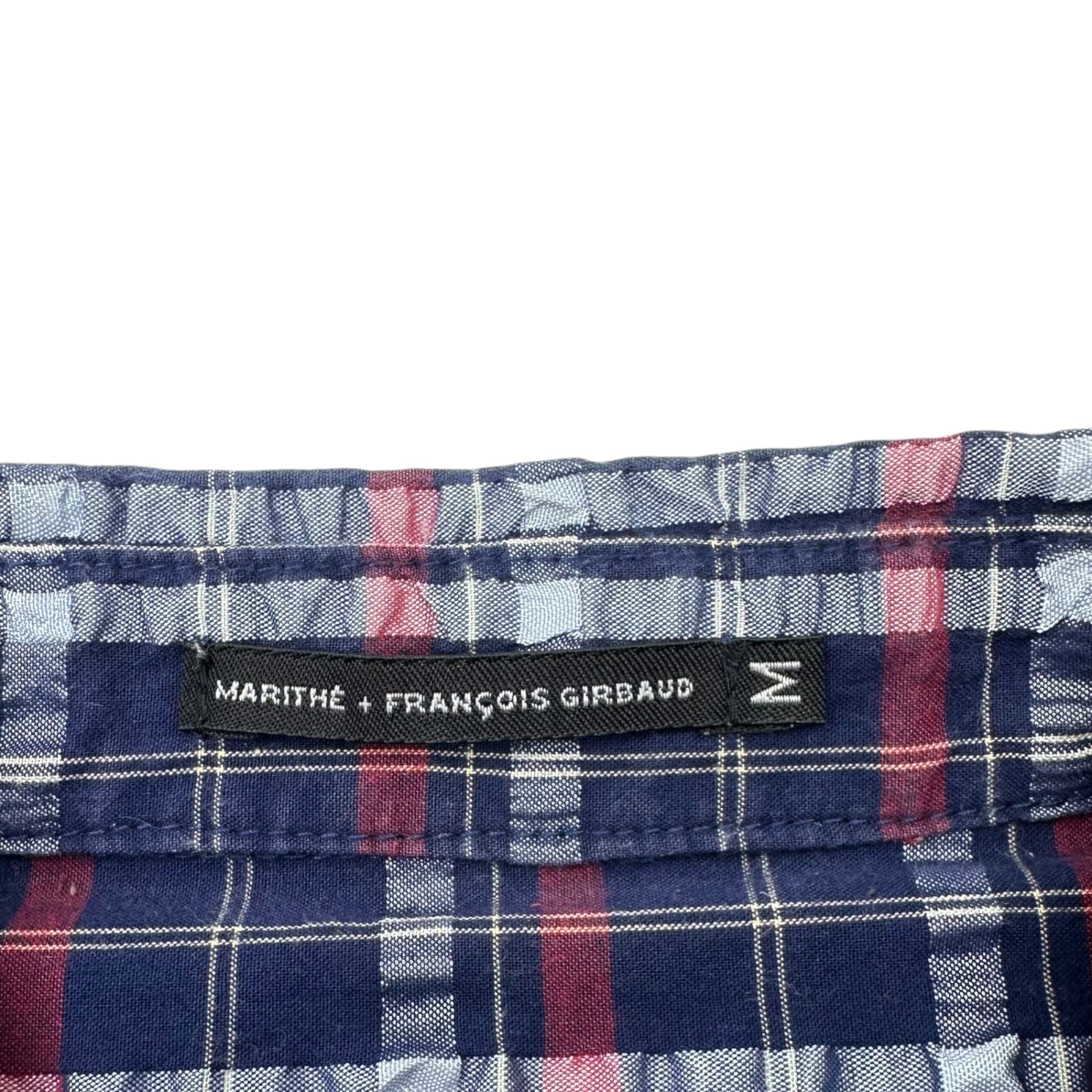 MARITHE FRANCOIS GIRBAUD(マリテフランソワジルボー) 00's Press Check Short Sleeve Shirt 00年代 プレス チェック 半袖 シャツ M6-5351 M ネイビー×レッド