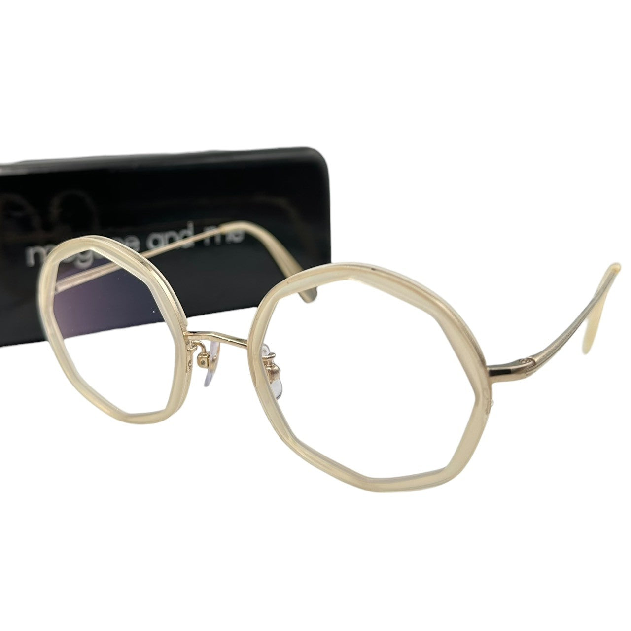 megane and me(メガネアンドミー) EDIE - EC Ecru/Gold オクタゴン メガネ クリア レンズ ME005 49□21-145 ホワイト×ゴールド 眼鏡 メガネ