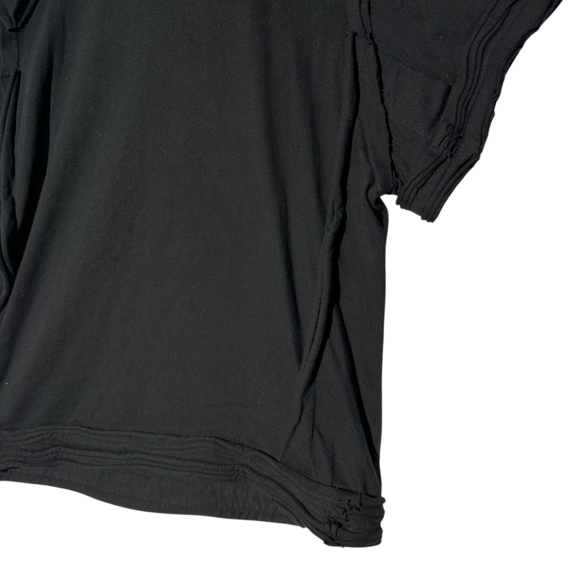Christopher Nemeth(クリストファーネメス) 90's-00's Big Sleeve Stacked Crew Neck T-Shirt ビッグスリーブ 重ね加工 クルーネック Tシャツ FREE(S程度) ブラック