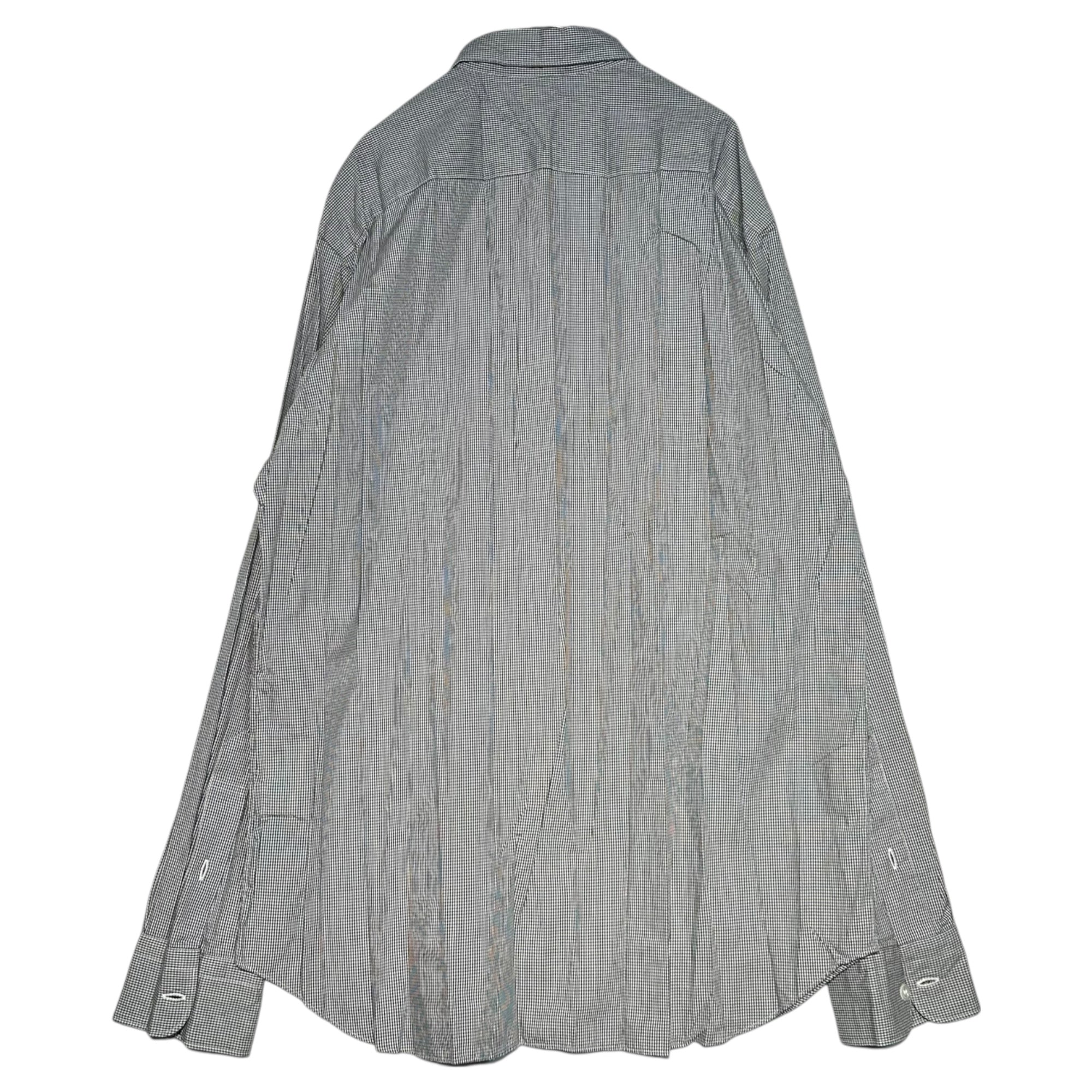 COMME des GARCONS HOMME(コムデギャルソンオム) 21AW Pleated micro check L/S poly cotton shirt プリーツ加工 マイクロチェック 長袖 ポリ コットン シャツ HH-B008 M ブラック×ホワイト AD2021