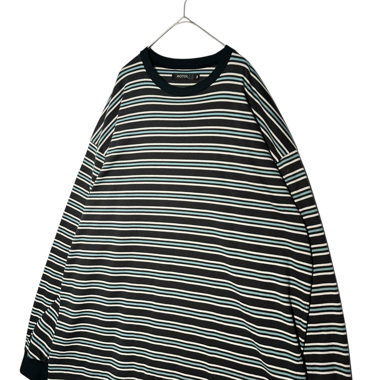 ROTOL(ロトル) 24SS WIDE TWIST LONG SLEEVE TEE BORDER ワイド ツイスト 長袖 Tシャツ ボーダー R24SCHD22NGT 3 ブラック×ブルー