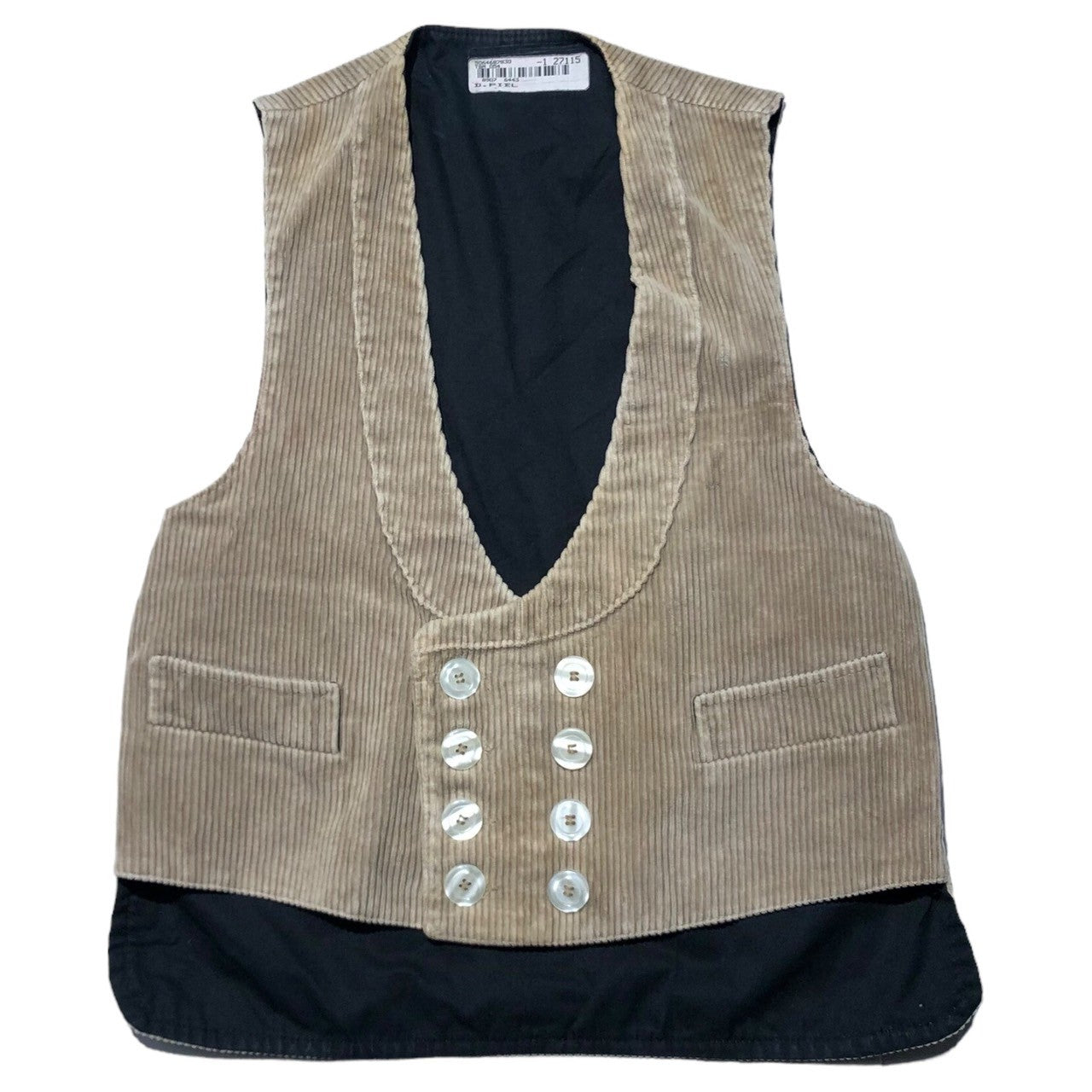 VINTAGE(ヴィンテージ) 60~70's corduroy double vest コーデュロイ ダブル ベスト 54(XL程度) ベージュ 太畝コーデュロイ ロガーベスト
