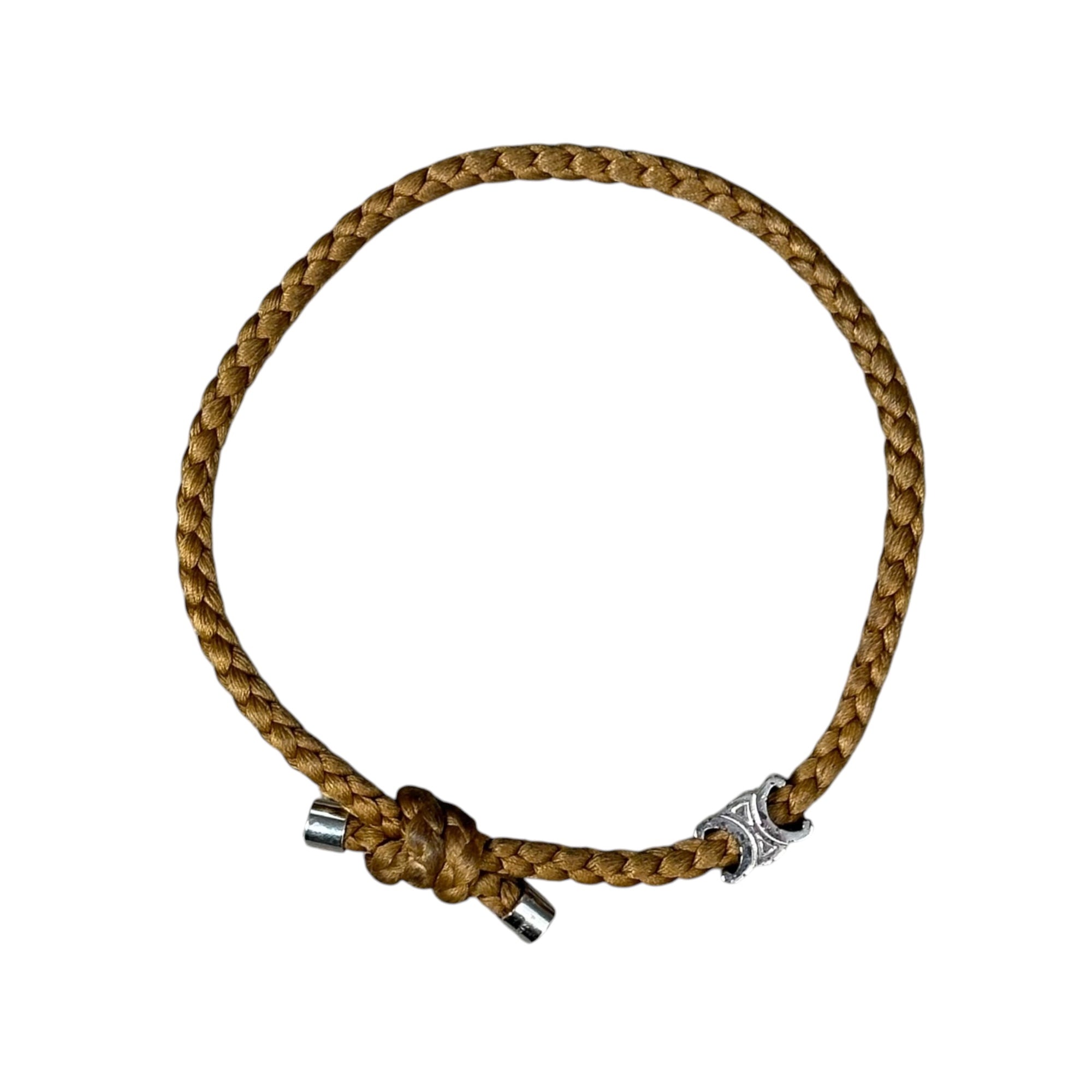 CELINE(セリーヌ) 2023SS TORIMPHE BEACH BRACELET トリオンフ ビーチ ブレスレット 4672362 ブラウン×シルバー シルク
