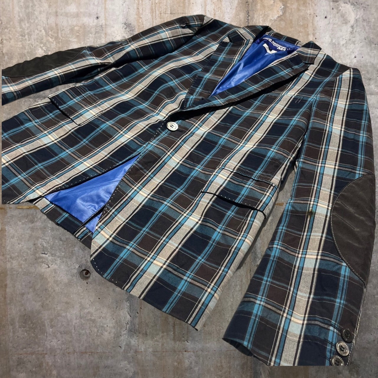 COMME des GARCONS JUNYA WATANABE MAN(コムデギャルソンジュンヤワタナベマン) 10SSチェック1Bジャケット WE-J023 S ネイビー AD2009