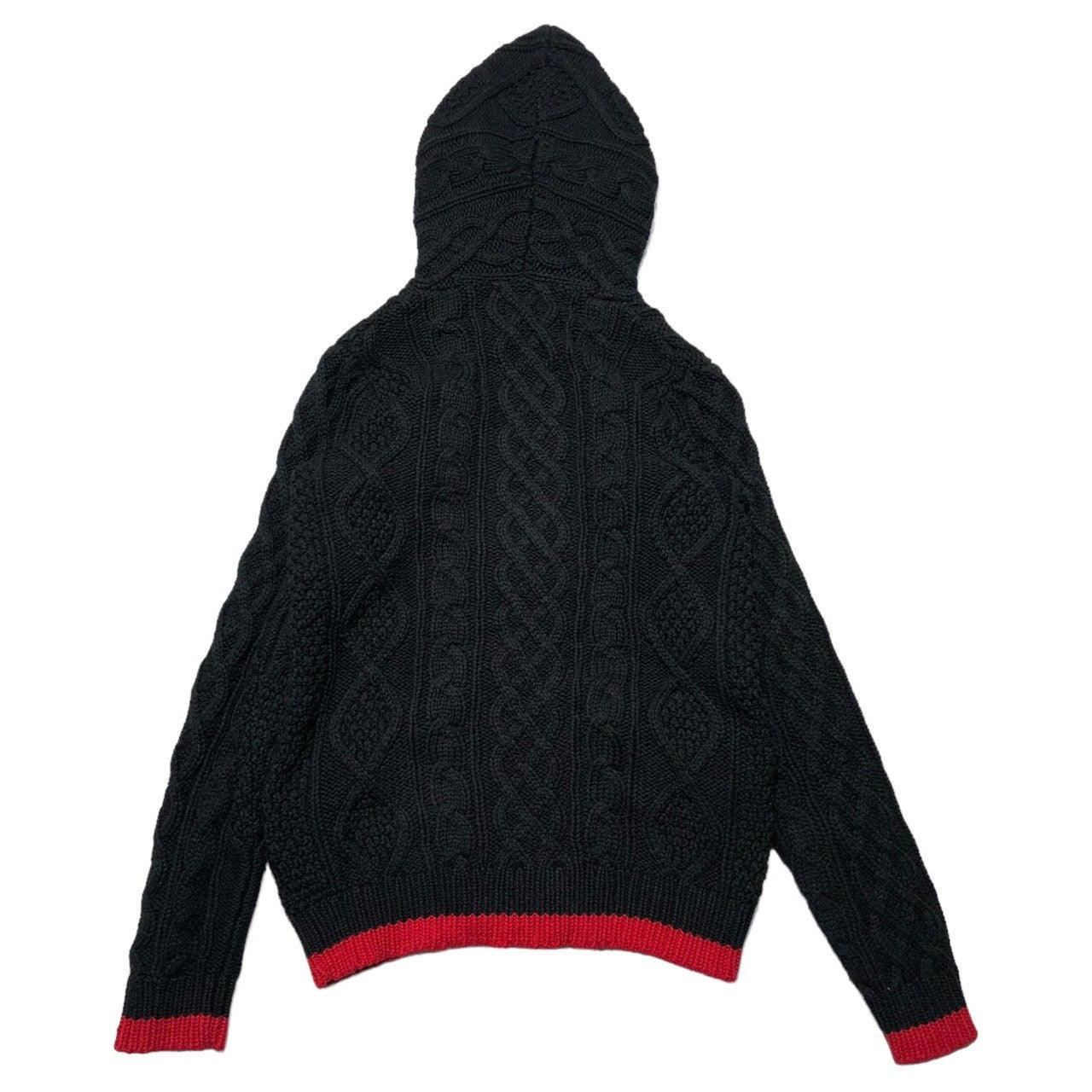 GOODENOUGH(グッドイナフ) 15AW CABLE KNIT ZIP PARKA ケーブルニット ジップアップ パーカー 復刻 GE-155004 M ブラック×レッド