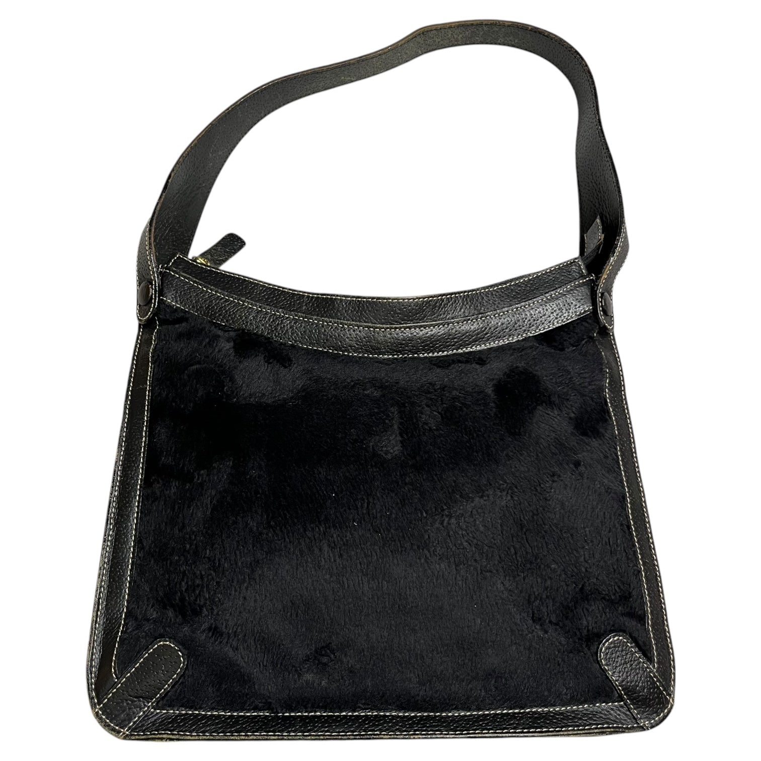 BALENCIAGA × ACE Co.Ltd(バレンシアガ × エース) Old Leather x Faux unborn calf one shoulder bag オールド レザー フェイク ハラコレザー ワンショルダー バッグ ブラック ライセンス商品(国内製造品)