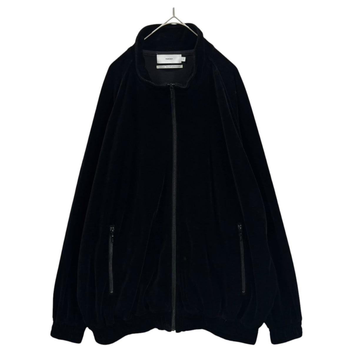Graphpaper(グラフペーパー) 2024AW Compact Velour Track Jacket コンパクト ベロア トラック ジャケット GM243-70290 2 ブラック