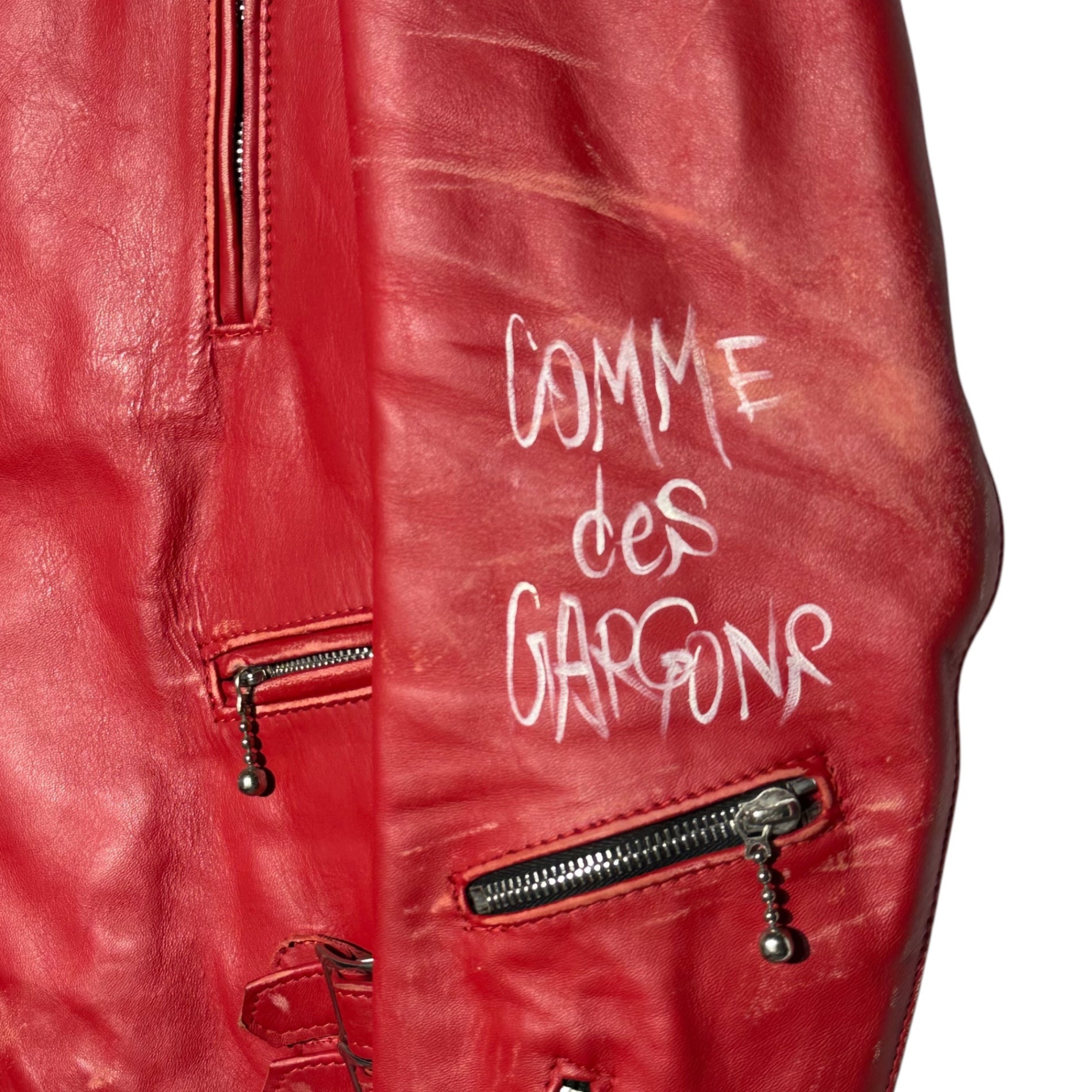 COMME des GARCONS × LEWIS Leathers(コムデギャルソン × ルイスレザー) 15AW Horsehide Lightning Riders ホースハイド ライトニング ライダース ジャケット KP-J003 36 レッド AD2015 ヴィンテージ