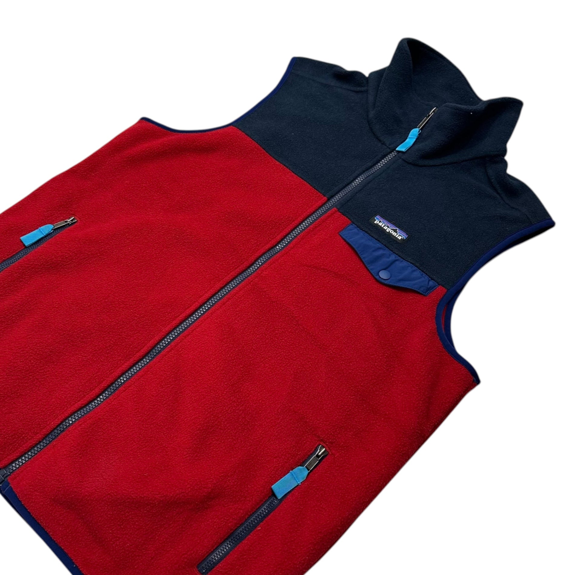 Patagonia(パタゴニア) Lightweight Synchilla Snap-T Vest ライトウェイト シンチラ スナップT ベスト 25500 M レッド×ネイビー フリース