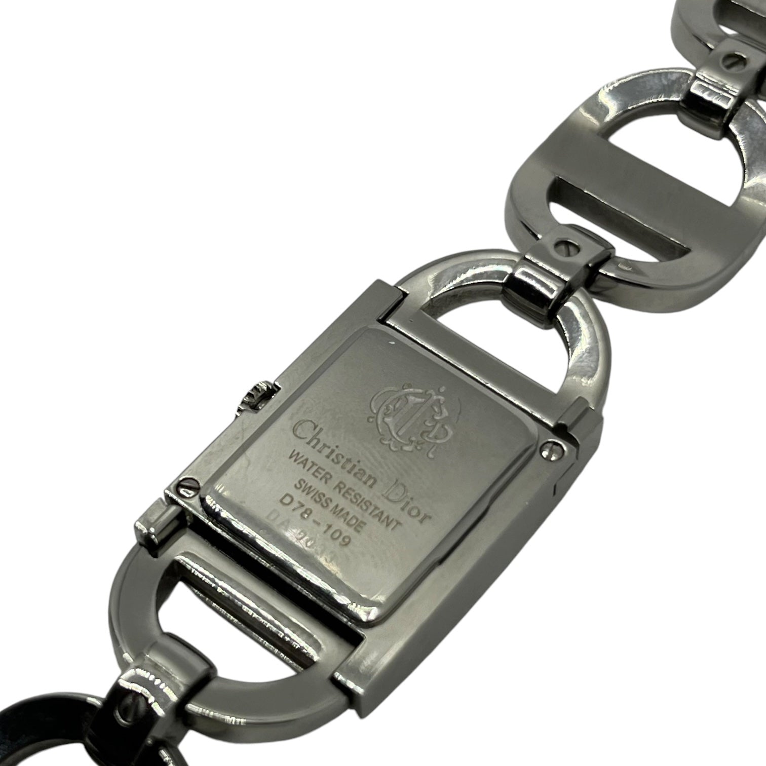 Christian Dior(クリスチャンディオール) CD chain belt watch ロゴ ベルト 腕時計 D78-109 シルバー 1コマ/替レザーベルト付