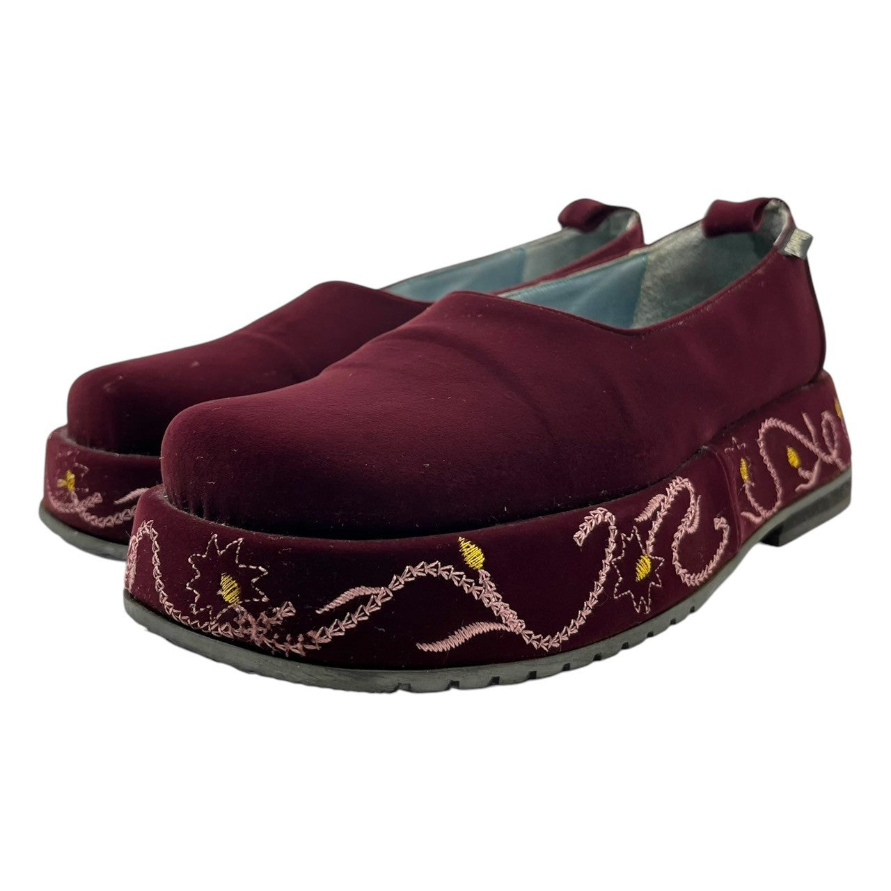 CAMPER(カンペール) Velor platform embroidered pumps ベロア 厚底 刺繍 パンプス 36(23cm~23.5cm程度) ワインレッド スリッポン シューズ