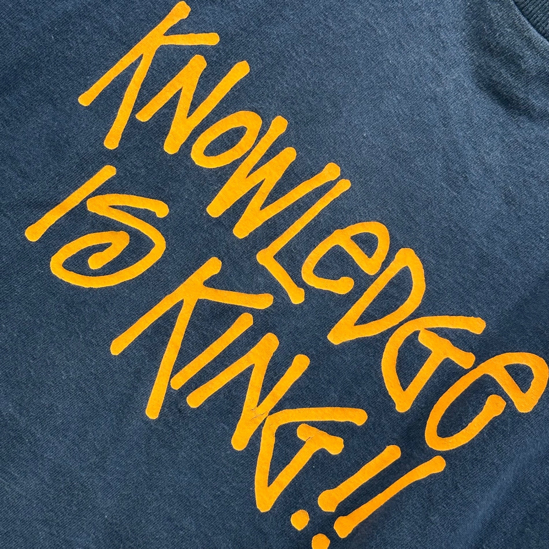 STUSSY(ステューシー) 90's "Knowledge Is King!!" Shadow Man Tee ”知識こそが力だ!!” シャドー マン Tシャツ XL ネイビー 90年代 USA製 ヴィンテージ OLD