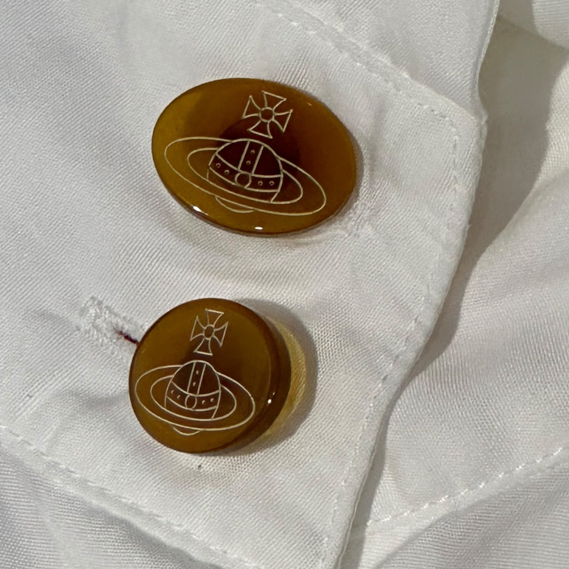 Vivienne Westwood RED LABEL(ヴィヴィアンウエストウッドレッドレーベル) Orb Logo Embroidered Long-Sleeve Shirt オーブ ロゴ 刺繍 L/S シャツ 16-03-862001 2 ホワイト