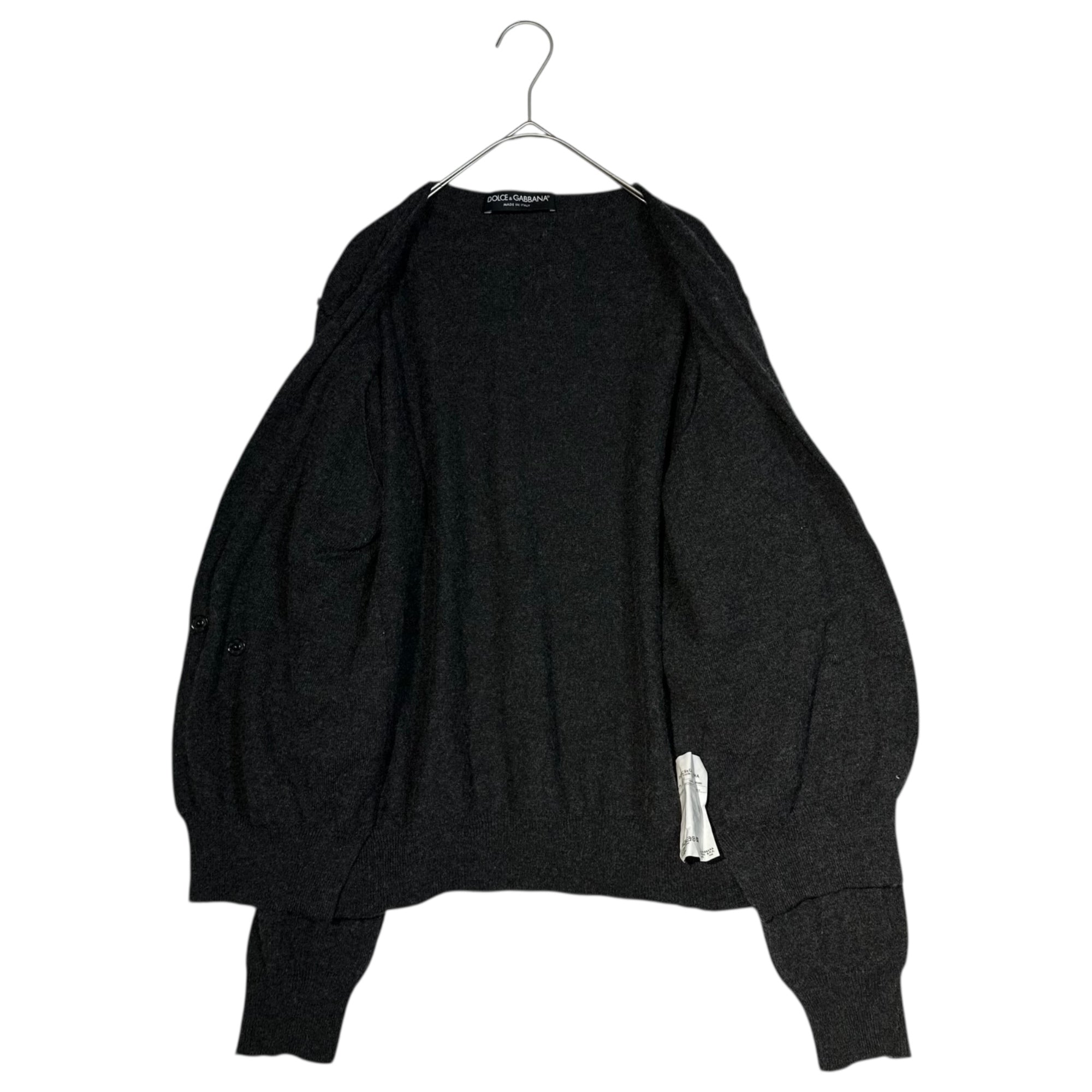 DOLCE&GABBANA(ドルチェ&ガッバーナドルガバ) Double specification long-sleeved cashmere cardigan ダブル仕様 長袖 カシミヤ カーディガン IKC74/4T10 46(S) チャコールグレー