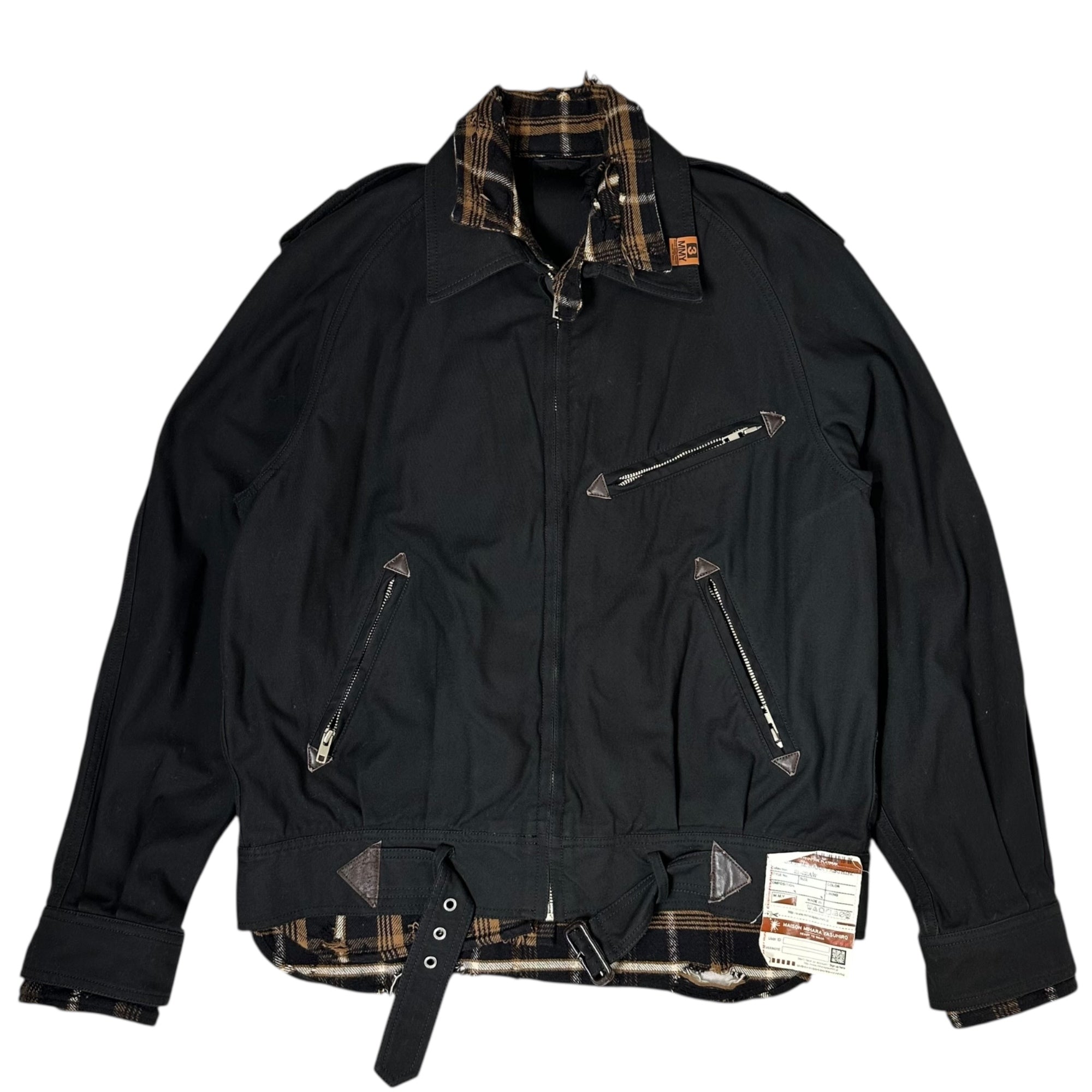 Maison MIHARA YASUHIRO(メゾンミハラヤスヒロ) 21AW Mixed Layered Zip-up Jacket ミックス レイヤード ジップアップ ジャケット A07BL061 48(M) ブラック×ブラウン 21AW LOOK11着用色違い