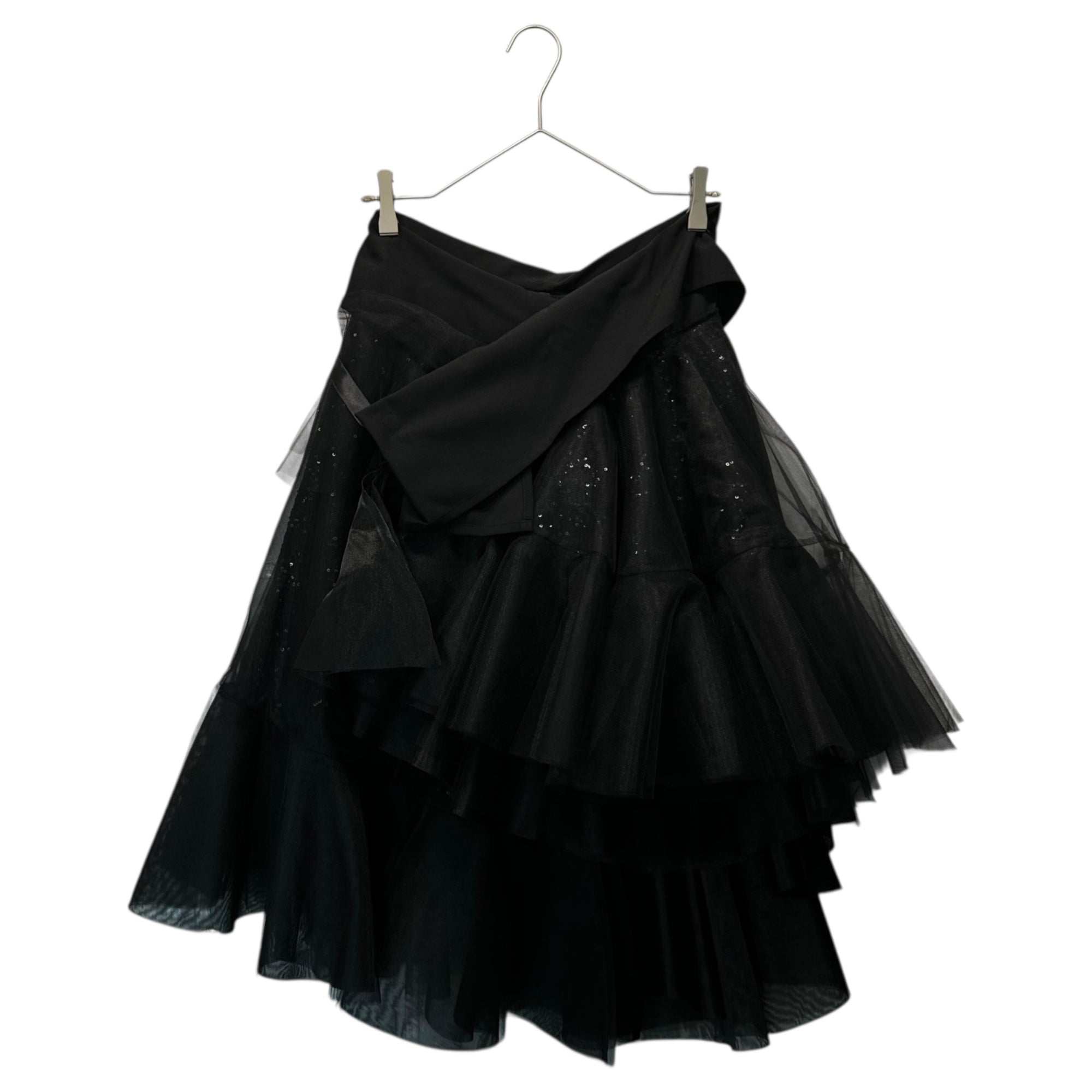 COMME des GARCONS JUNYA WATANABE(コムデギャルソンジュンヤワタナベ) 14AW Sequin-embellished tulle layered skirt スパンコール装飾 チュール レイヤード スカート JN-S014 S ブラック AD2014