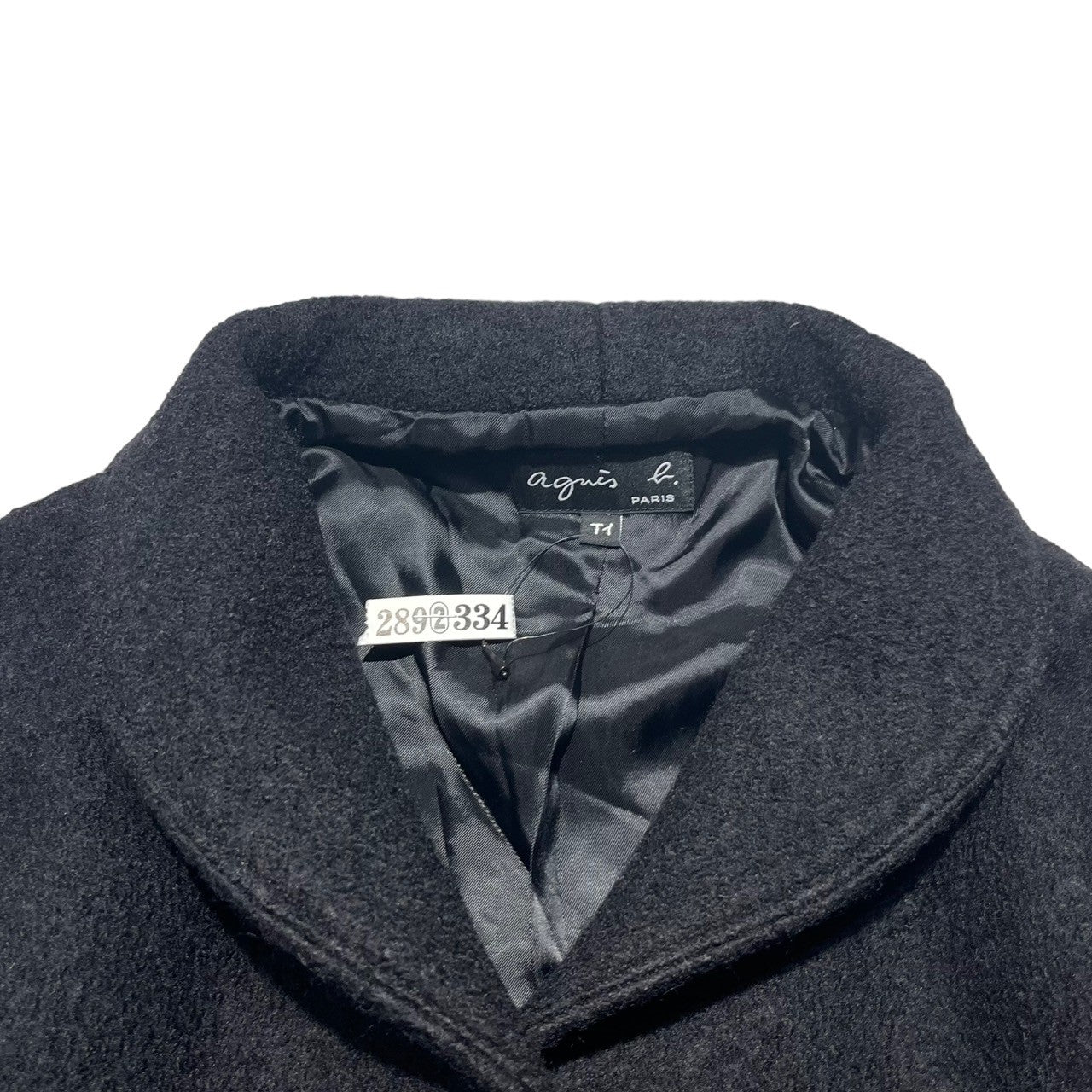 agnes b.(アニエスベー) Stand collar wool coat スタンドカラー ウール コート H197JW63 Tイ(S程度) ブラック メルトン 厚手