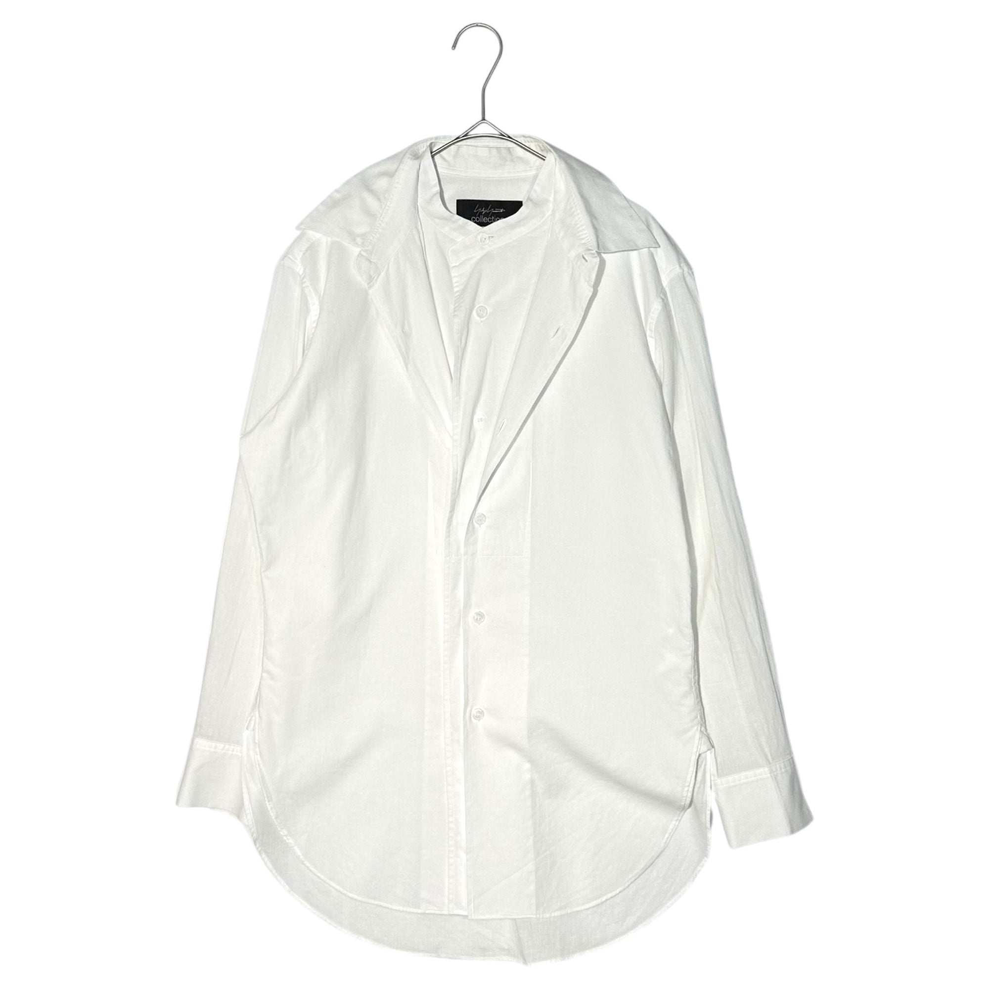 YOHJI YAMAMOTO collections(ヨウジヤマモト コレクションズ) Layered Button Regular Collar L/S Basic Shirt 重ねボタン レギュラーカラー 長袖 ベーシック シャツ FG-B90-006 1(S程度) ホワイト