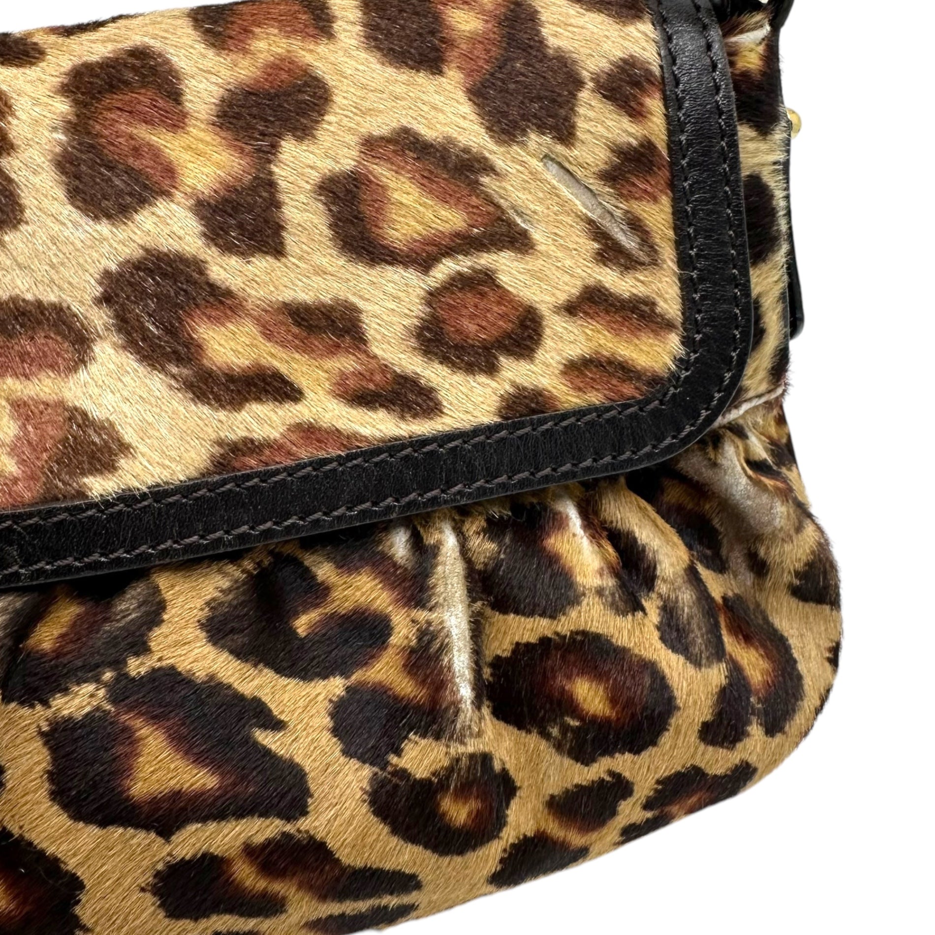 FENDI(フェンディ) Leopard halaco leather one shoulder bag レオパード ハラコ レザー ワンショルダー バッグ ベージュ×ブラウン ハンド
