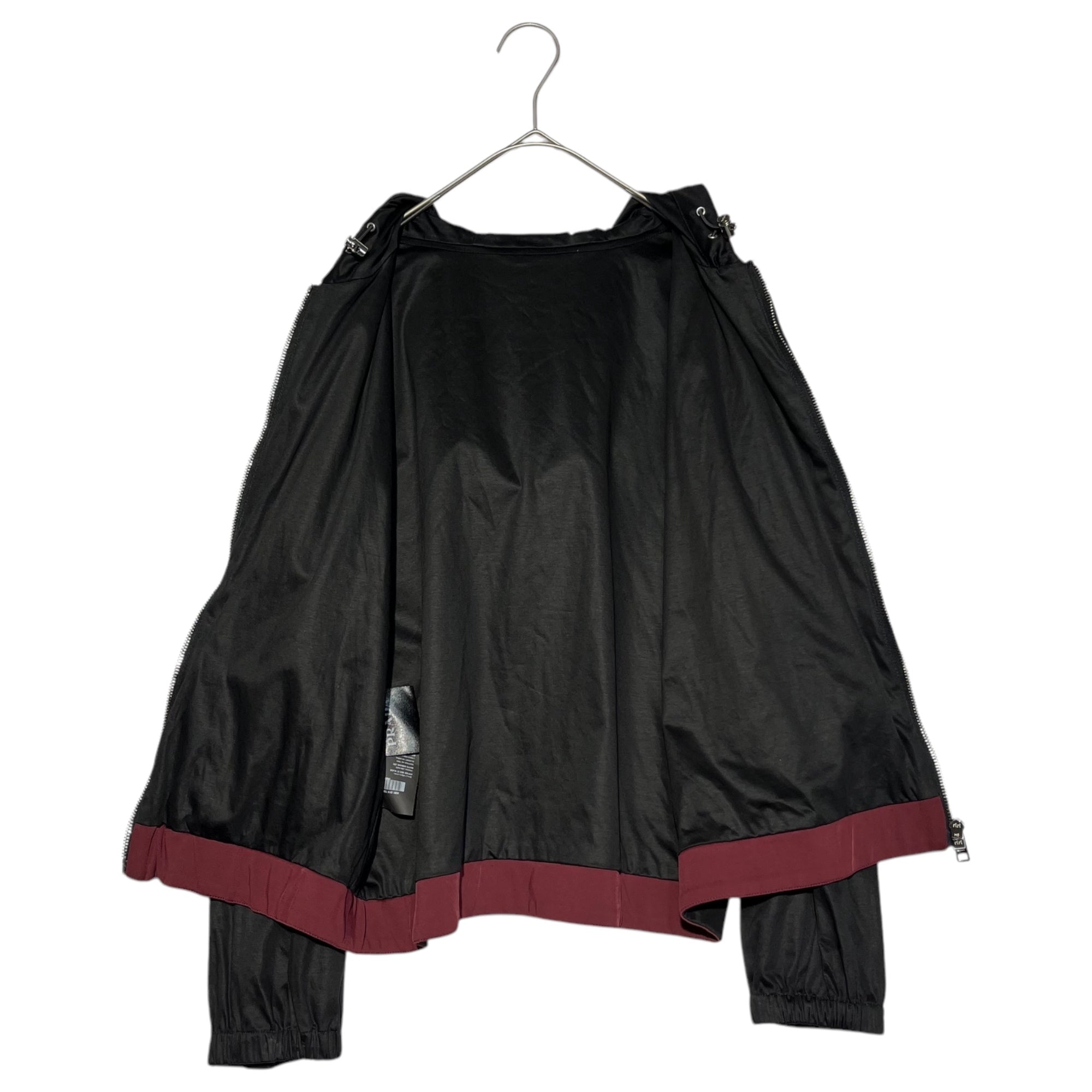 PRADA(プラダ) Sport logo nylon rayon zip hoodie スポーツ ロゴ ナイロン レーヨン ジップ パーカー 138451 44(L~XL程度) ブラック×レッド ジャケット