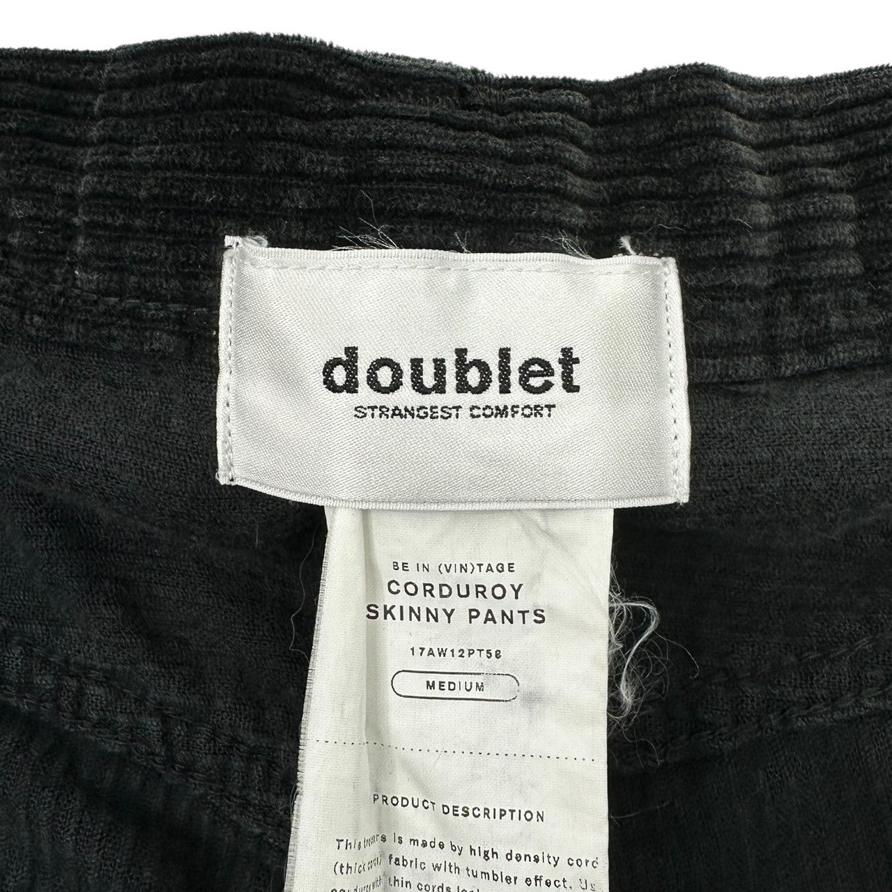 doublet(ダブレット) 17AW Straight corduroy pants ストレート コーデュロイ パンツ 17AW12PT58 M ブラック