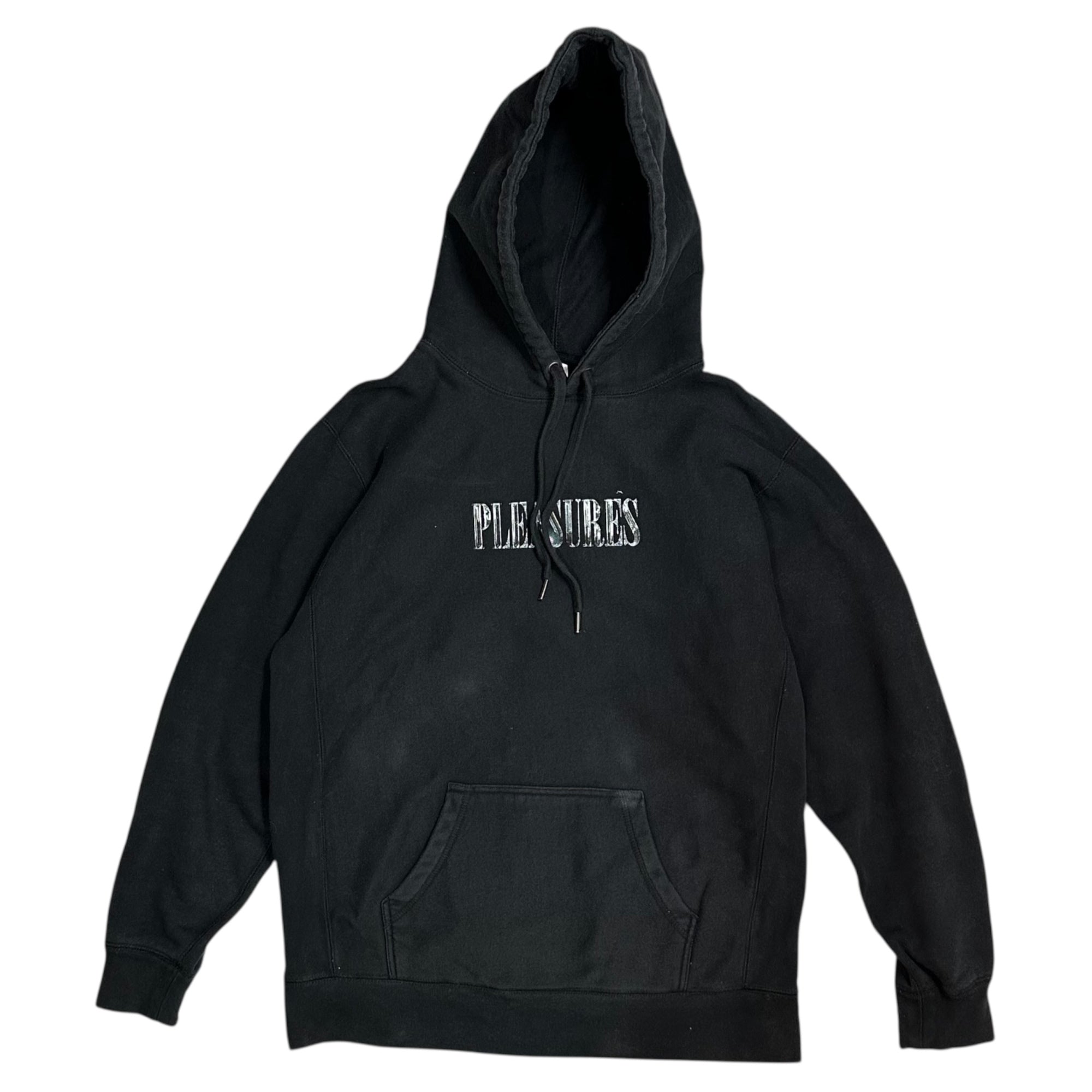 PLEASURES×PLAYBOY(プレジャーズ×プレイボーイ) ICY HOODY ロゴ プリント プルオーバー パーカー L ブラック コラボ