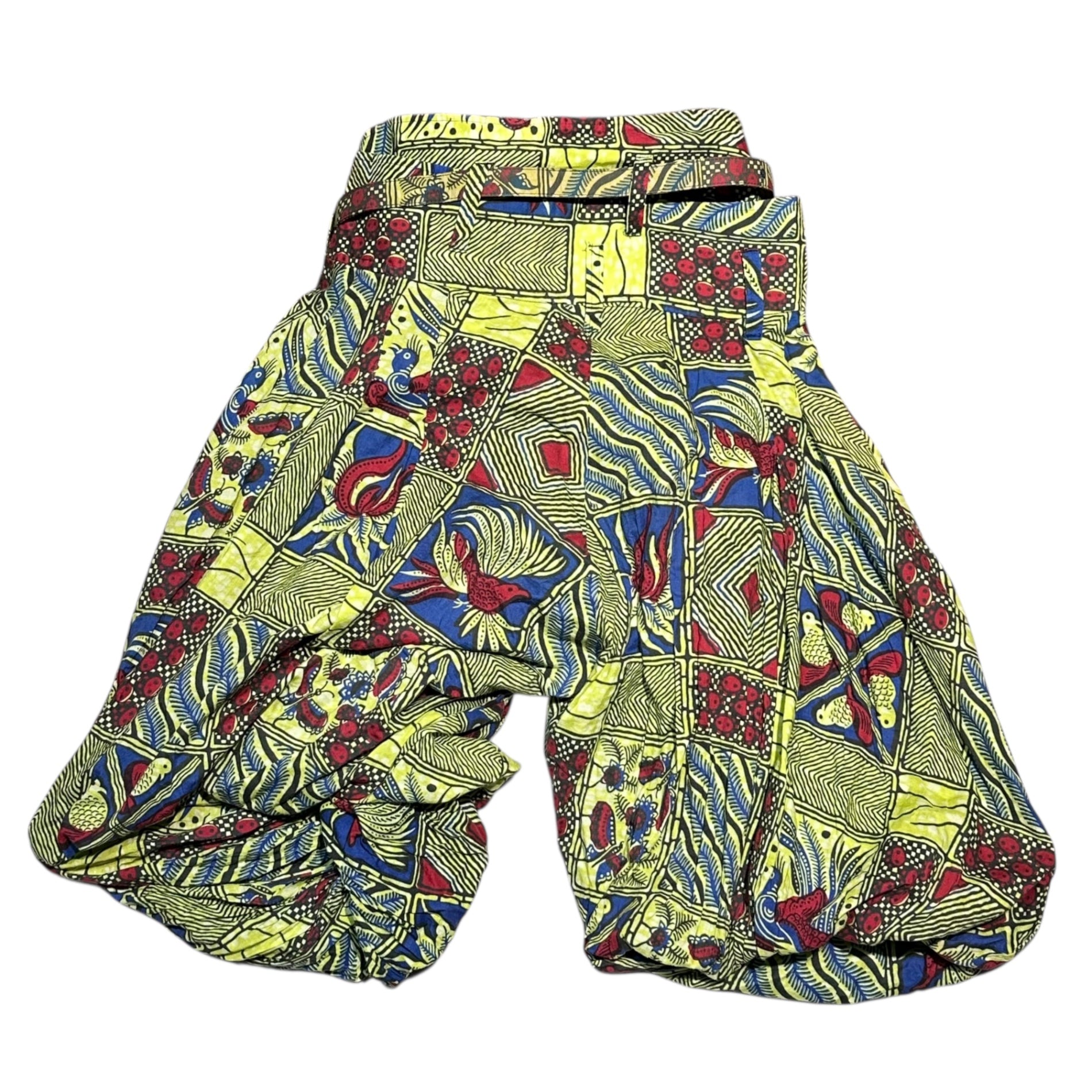 COMME des GARCONS JUNYA WATANABE(コムデギャルソンジュンヤワタナベ) 09SS All-over print layered pumpkin pants with belt 総柄 レイヤード カボチャ パンツ ベルト付 JC-P007 XS イエロー AD2008