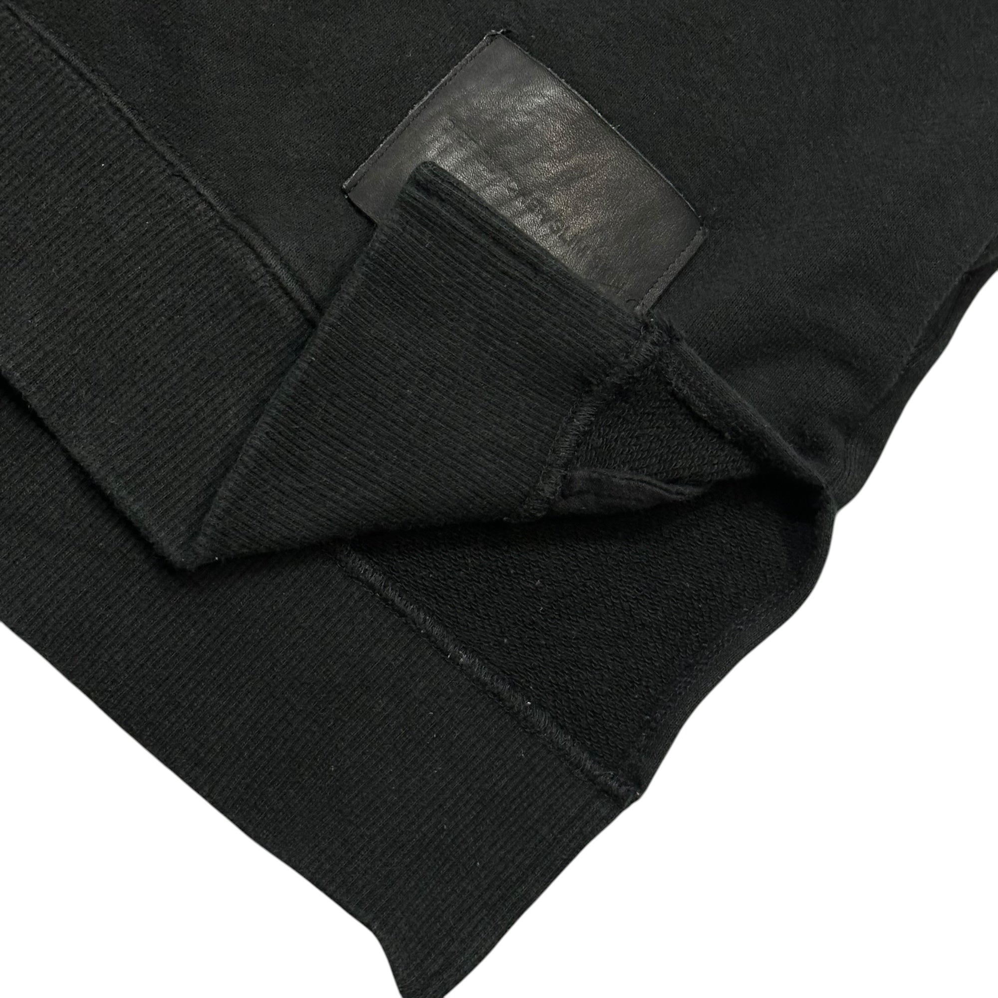 DIET BUTCHER SLIM SKIN(ダイエットブッチャースリムスキン) 2019AW Hem Leather Patch Pullover Hoodie 裾 革パッチ プルオーバー パーカー 1 ブラック サイドスリット