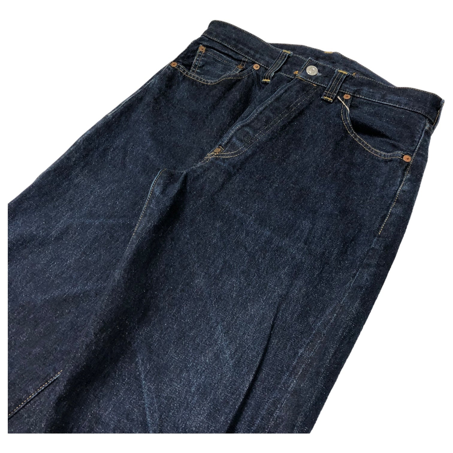 Levi's(リーバイス) 90's 201XX straight denim pants ヴィンテージ セルビッチ ストレート デニム パンツ ジーンズ 201-0003 W34 インディゴ 濃紺 裏ボタン555 バレンシア工場製 USA製 赤耳