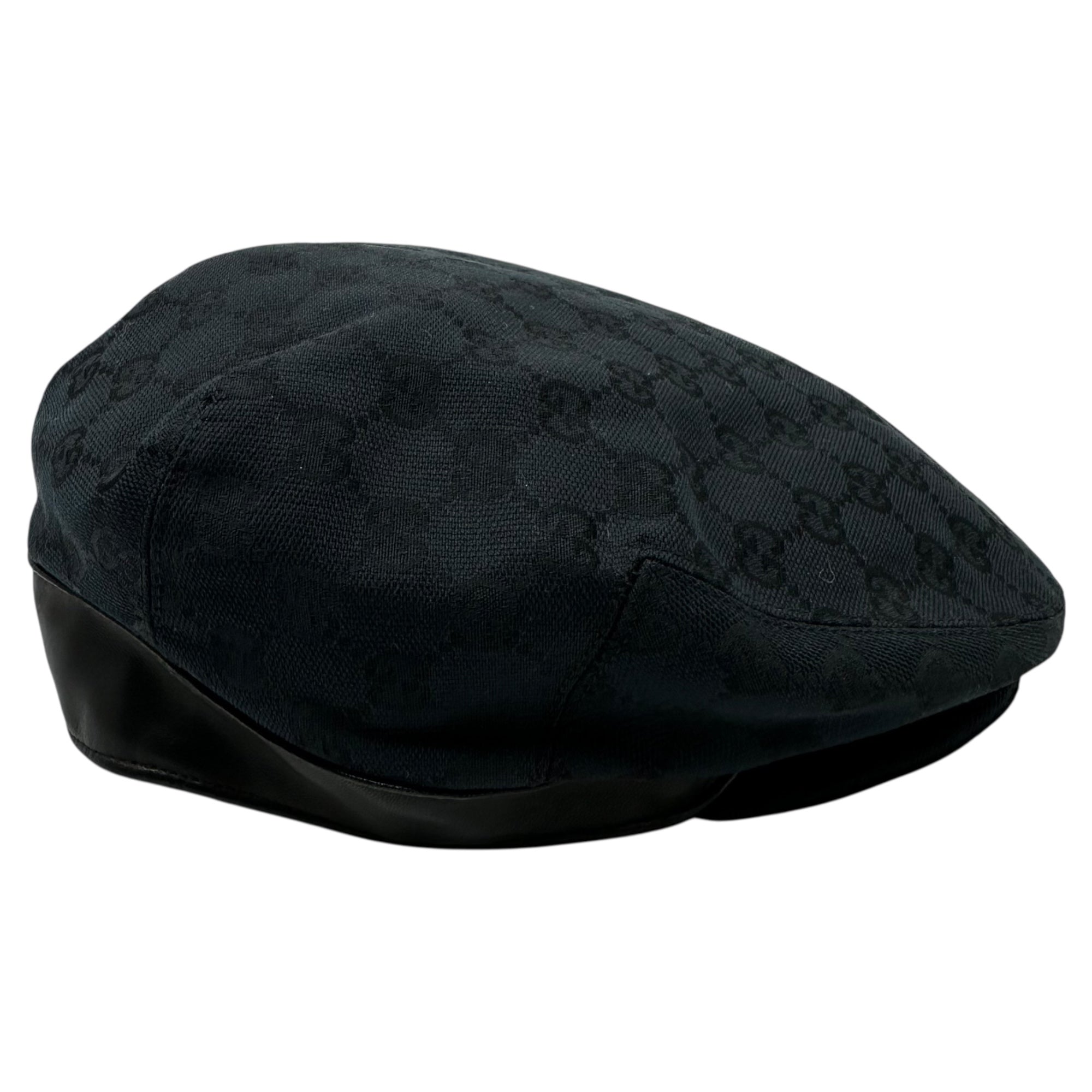 GUCCI(グッチ) GG Hunting Cap GG キャンバス レザー ハンチング M ブラック