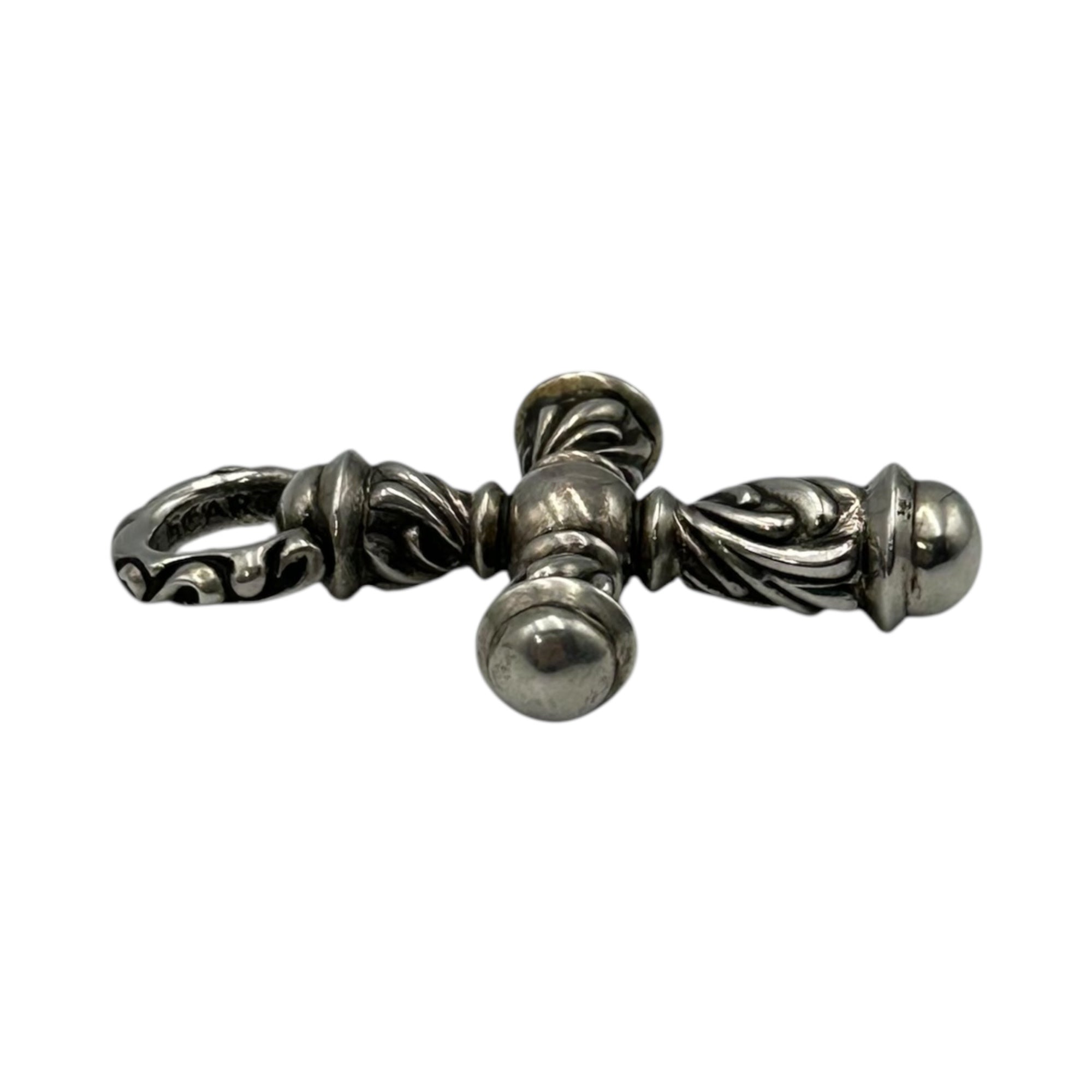 CHROME HEARTS(クロムハーツ) CAMPANA CROSS SML & LEATHER BRAID SCROLL カンパナ クロス スモール & レザー ブレイド スクロール ネックレス シルバー