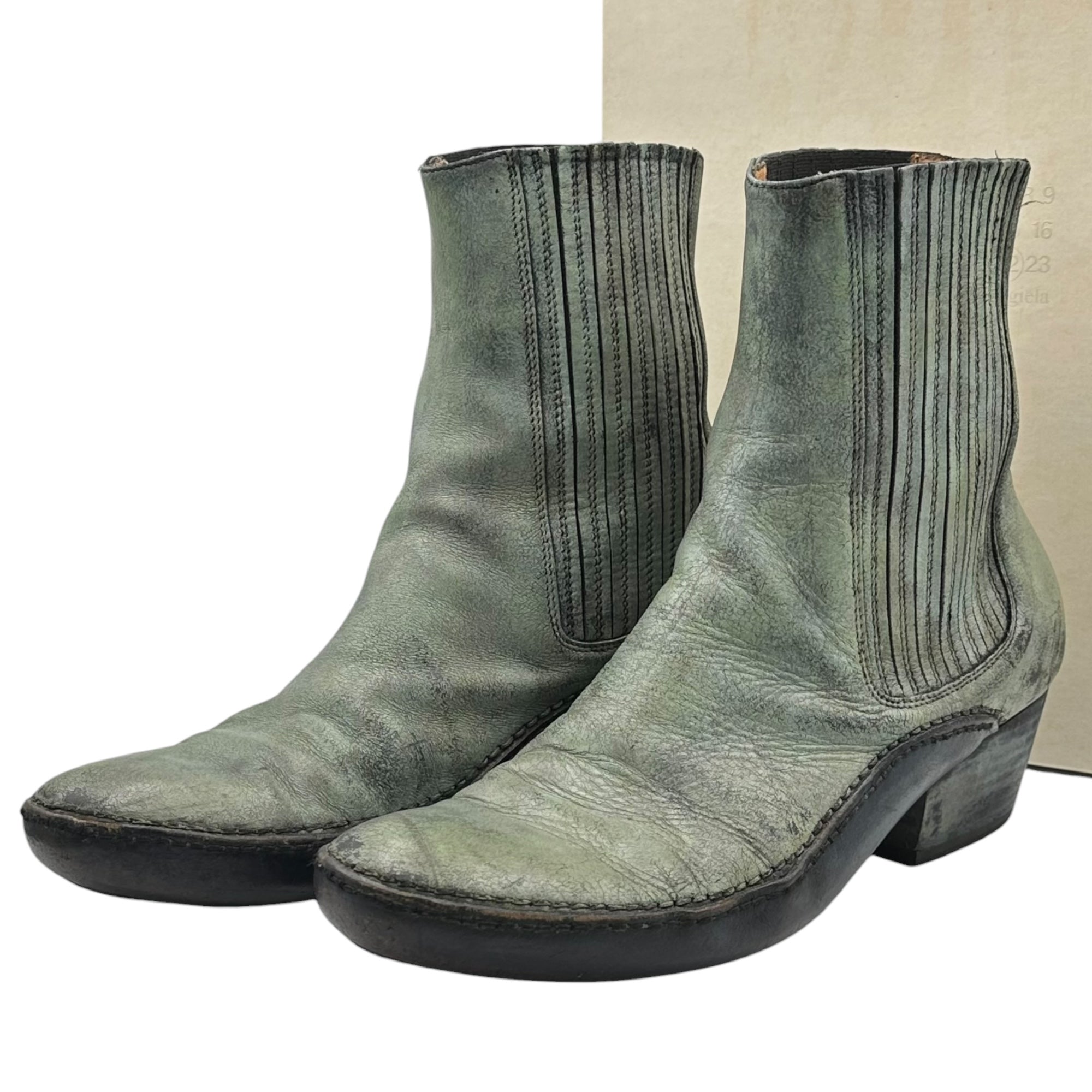 Maison Martin Margiela(メゾン マルタンマルジェラ) 15FW 70’s Replica Western Boots 70年代 レプリカ ウエスタン ブーツ S37WU0254 43 グリーン 2015 アーカイブ Provenence Melbourne, Australia Sole: Opanke construction