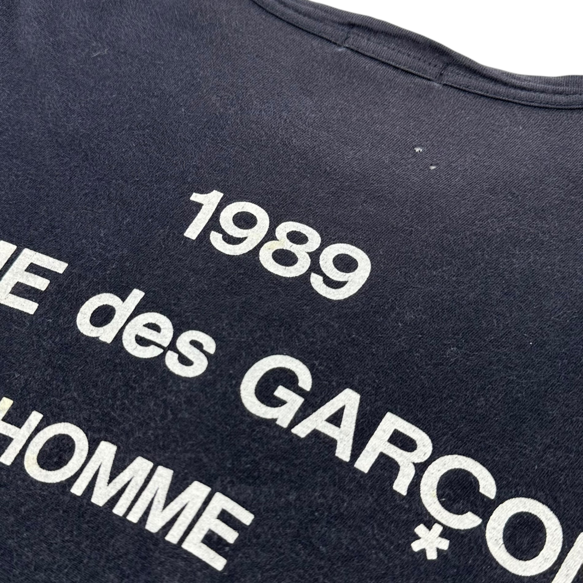 COMME des GARCONS HOMME(コムデギャルソンオム) 80's 1989 back logo print T-shirt 80年代 バックロゴ プリント Tシャツ 川久保玲 本人期 FREE ネイビー