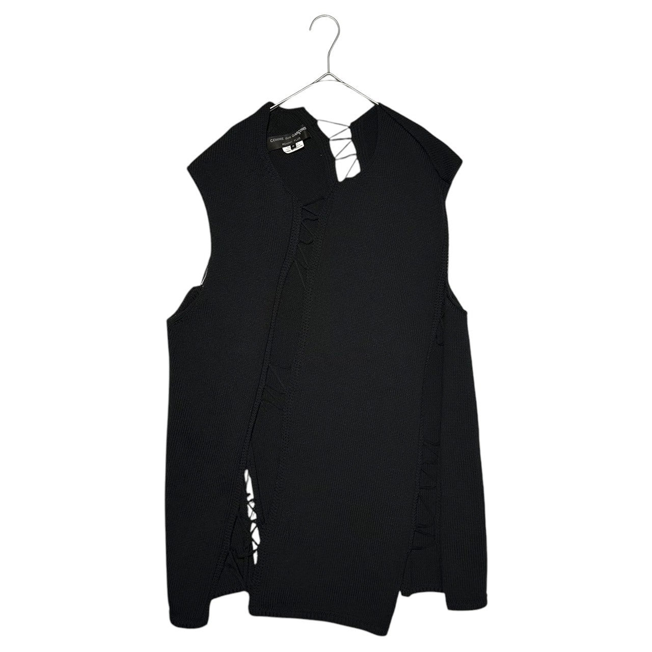 COMME des GARCONS HOMME PLUS(コムデギャルソンオムプリュス) 22SS Floral EmbroideryDECONSTRUCTED KNIT VEST 花の存在期 デコンストラクト ニット ベスト 捻じれ PI-N013 M ブラック AD2021