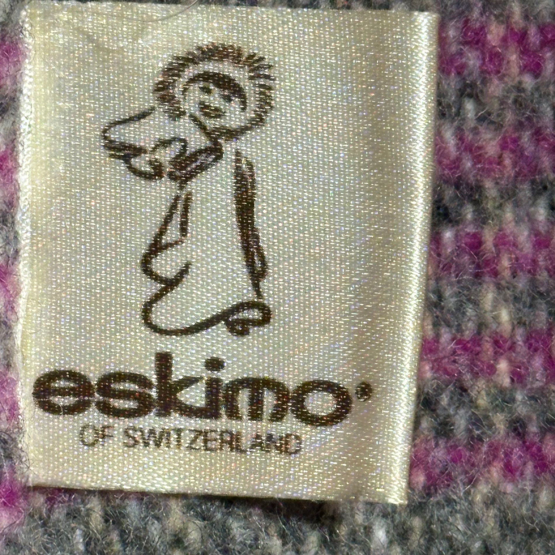 Euro vintage(ヨーロッパヴィンテージ) made in Switzerland wool100% stole スイス製 ウール デザインショール グレー