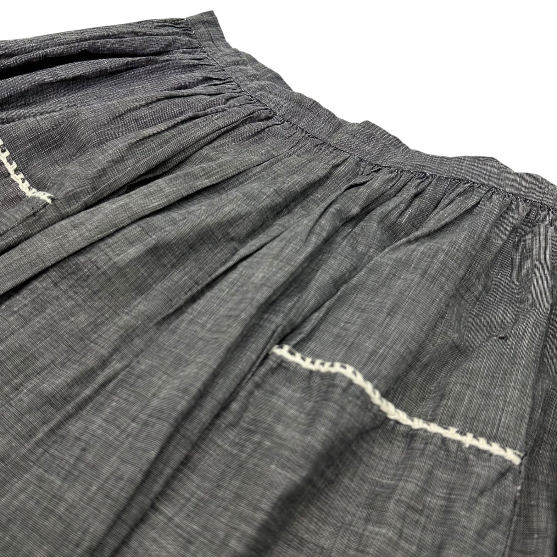 Euro vintage(ヨーロッパヴィンテージ) pokets_front two pokets tacked skirt フロントポケット付きタックデニムスカート 表記無し(S~M程度) ブルーグレー