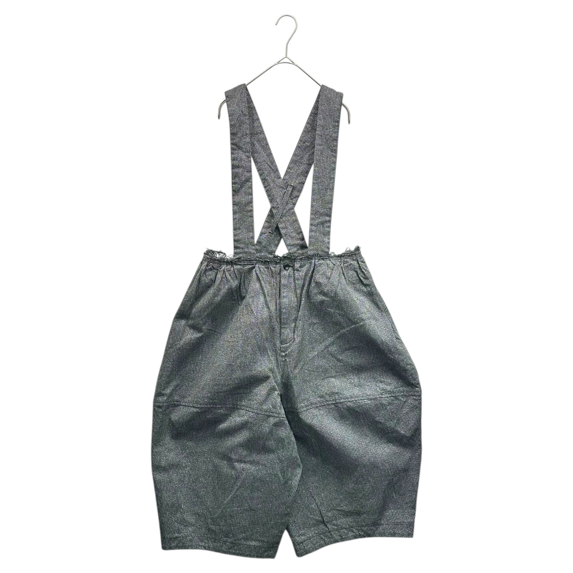 BLACK COMME des GARCONS(ブラックコムデギャルソン) 16SS Striped All-Over Print Hanging Wide Shorts ストライプ 総柄 吊り ワイド ショーツ ハーフパンツ 1Q-P005 XS グレー×ブラック AD2015