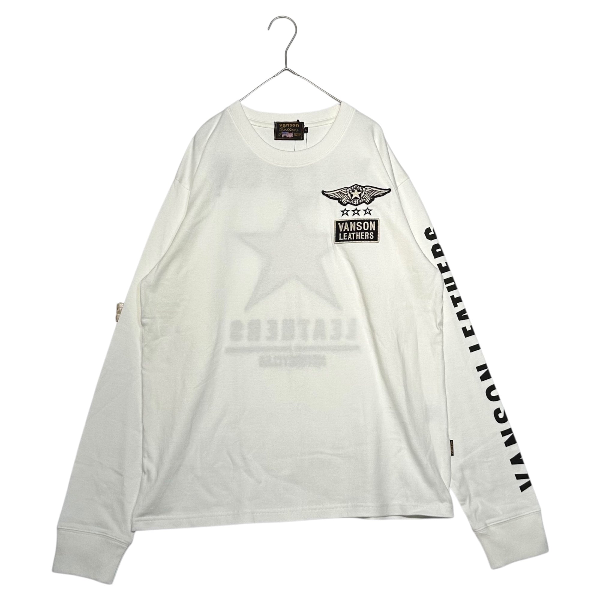 VANSON(バンソン) ONE STAR L/S TEE ワン スター 刺繍 長袖 Tシャツ NVLT-2401 L ホワイト