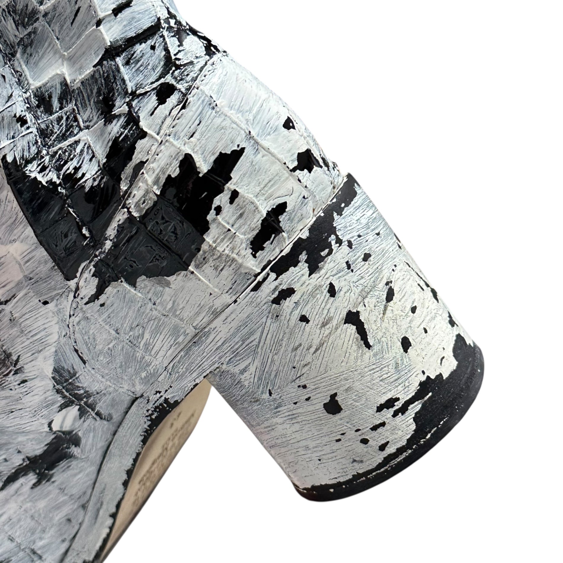 MAISON MARGIELA(メゾンマルジェラ) 21AW TABI BOOTS - Crocodile Embossed Leather Bianquet 足袋 ブーツ クロコ 型押し レザー ペンキ S57WU0132 43(27.5cm程度) ホワイト×ブラック