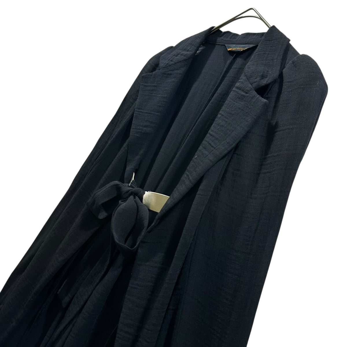 COMME des GARCONS(コムデギャルソン) 1994SS Buttonless Gown Coat with Elastic Belt ゴム ベルト ボタンレス ガウン コート GJ-10019S FREE ブラック×ホワイト AD1993 90s アーカイブ