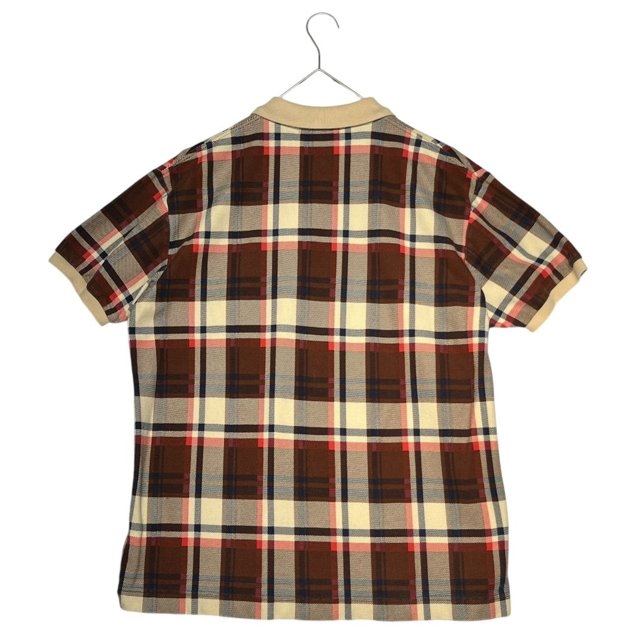 A BATHING APE(アベイシングエイプ) 00's Tartan check one point logo polo shirt タータンチェック ワンポイントロゴ ワン ポロシャツ L ブラウン×ベージュ