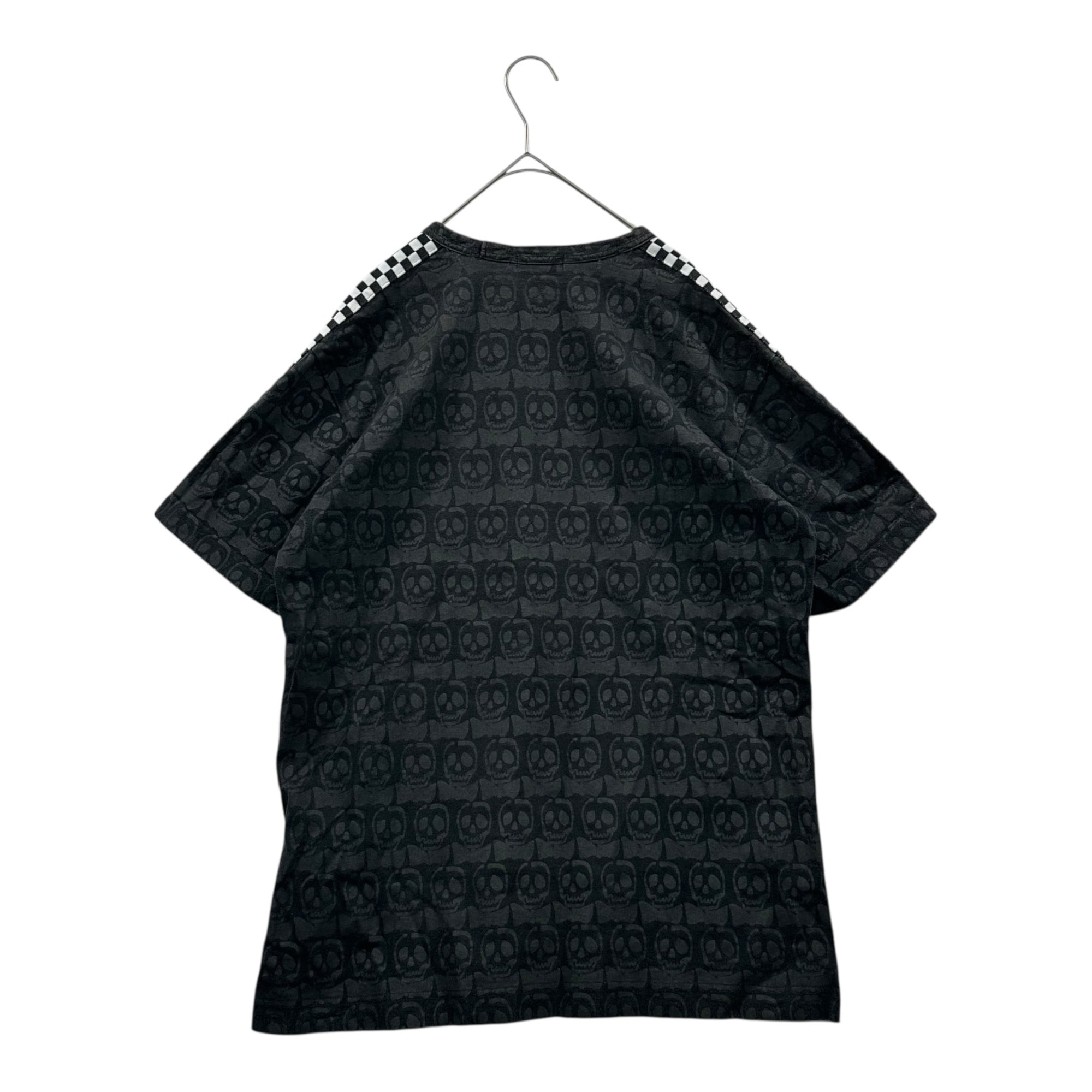 COMME des GARCONS HOMME PLUS(コムデギャルソンオムプリュス) 11SS the Skull of Life Checkered Flag & Skull T-Shirt チェッカーフラッグ & スカル Tシャツ PG-T019 L ブラック×ホワイト AD2010