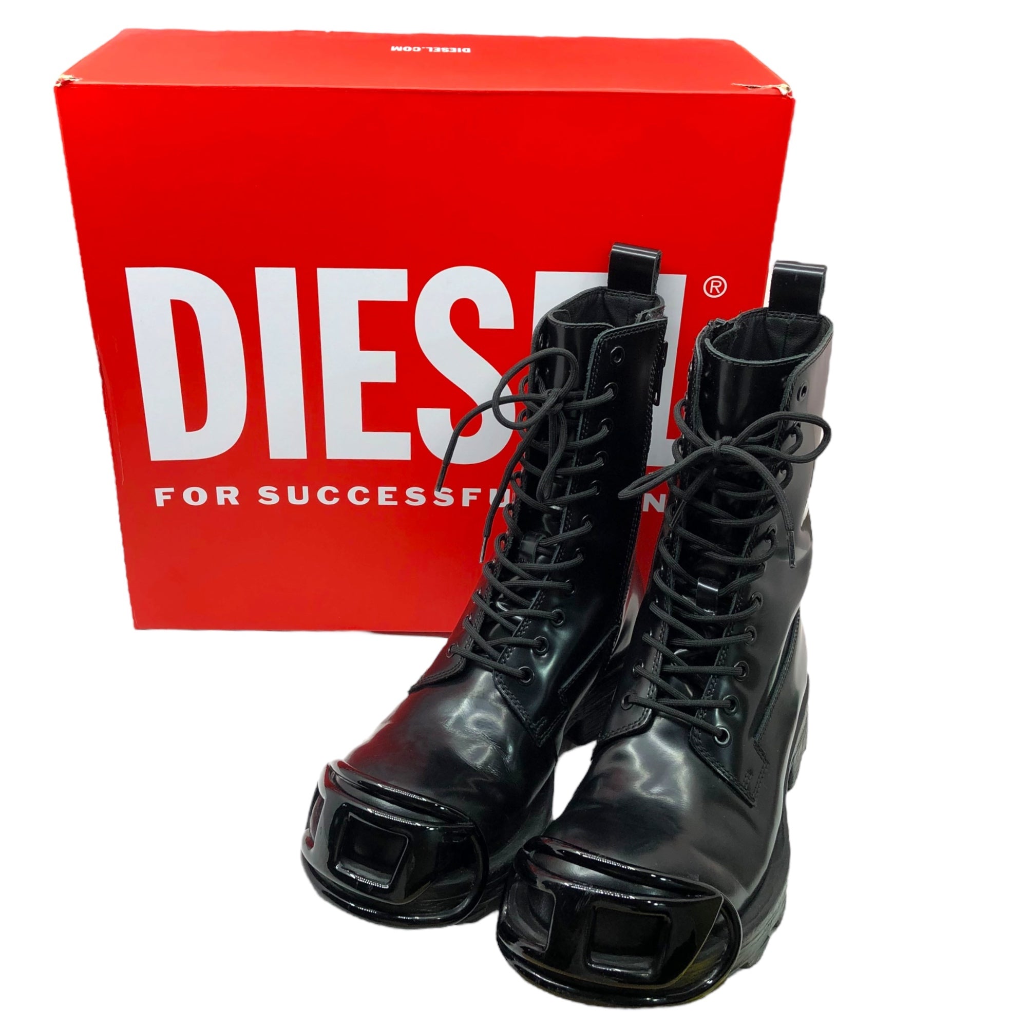 DIESEL(ディーゼル) D-Hammer Bt D D ロゴ ハンマー ブーツ 27cm ブラック レザー レースアップ サイドジップ