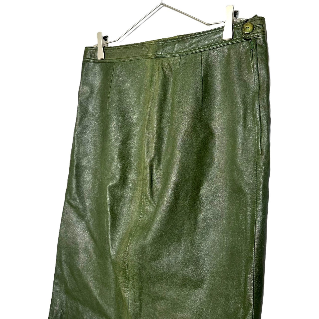 LOEWE(ロエベ) leather trapezoid skirt レザー 台形 スカート ダークグリーン