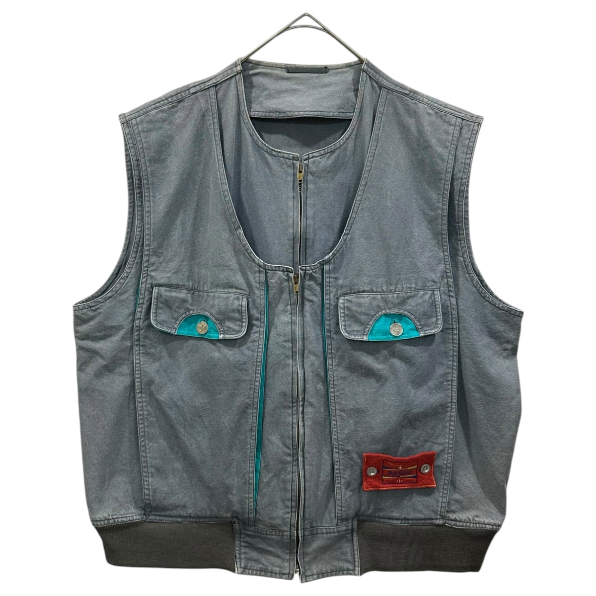 PASHU(パッシュ) 1990’s Layered Gimmick Vest レイヤード ギミック ベスト M グレー×ライトブルー 90年代