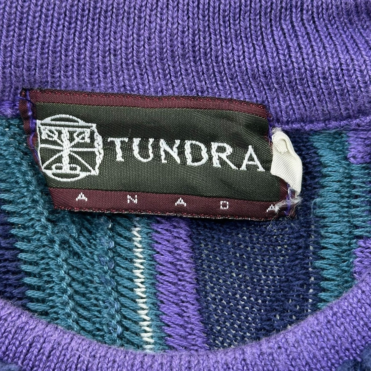 TUNDRA(ツンドラ) 90's 3D random knit ランダム ニット XL パープル×ネイビー 90年代