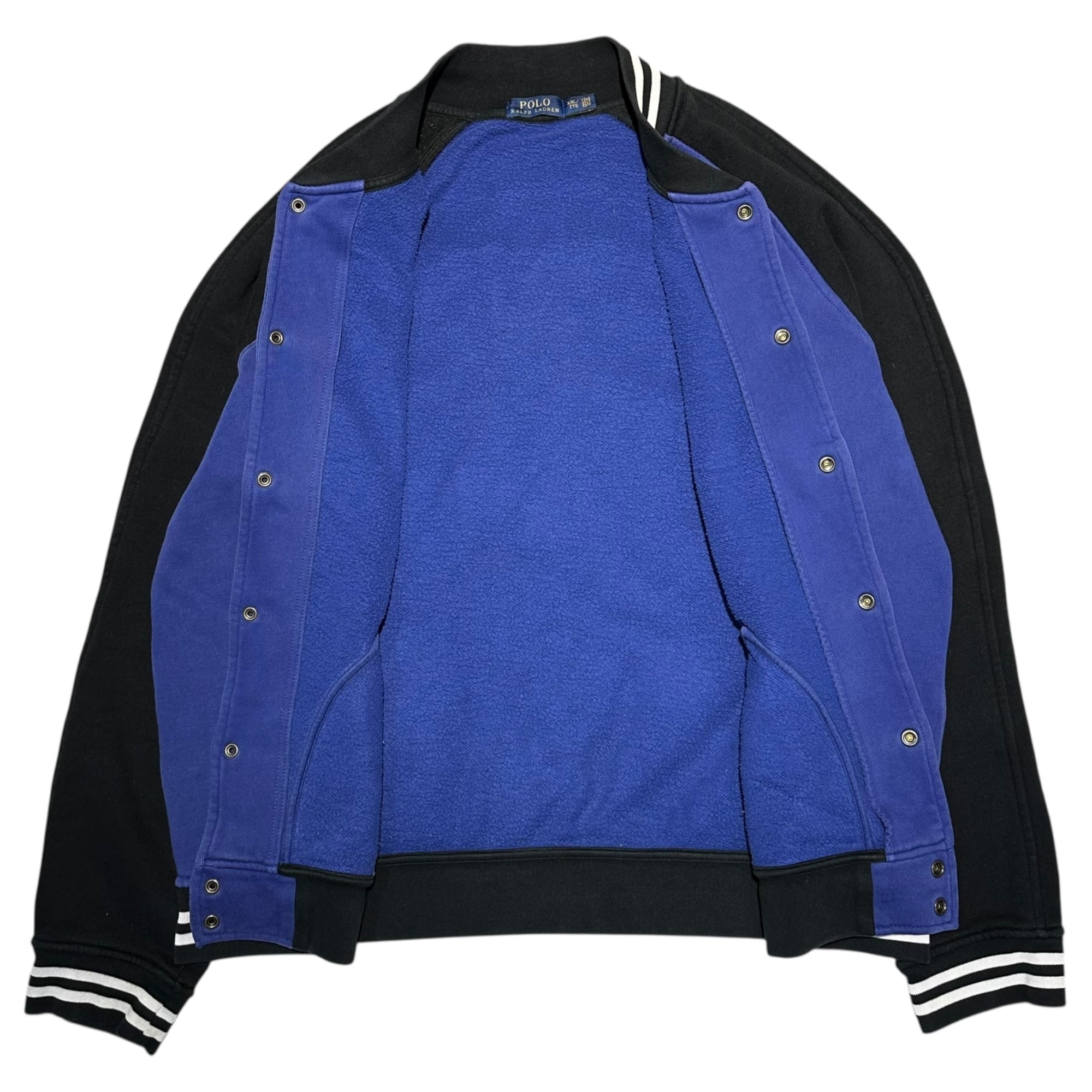 POLO RALPH LAUREN(ポロラルフローレン) Pony Embroidered Sweatshirt Stadium Jacket ポニー 刺繍 スウェット スタジャン XXL ネイビー×ブラック