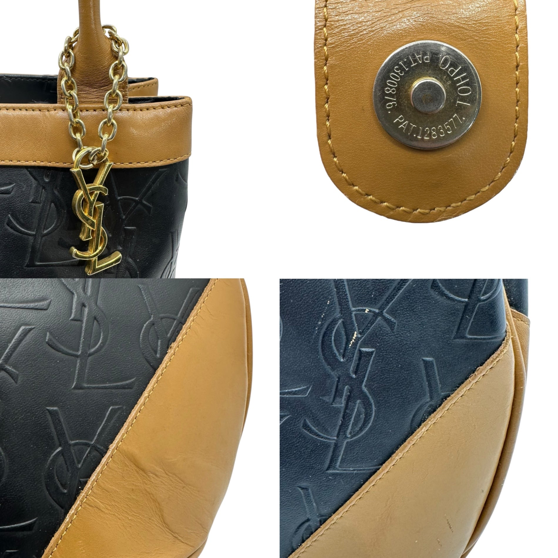 YVES SAINT LAURENT(イヴサンローラン) Old Bucket Shaped Hand Tote Bag オールド バケツ型 ハンド トート バッグ ブラック×ブラウン