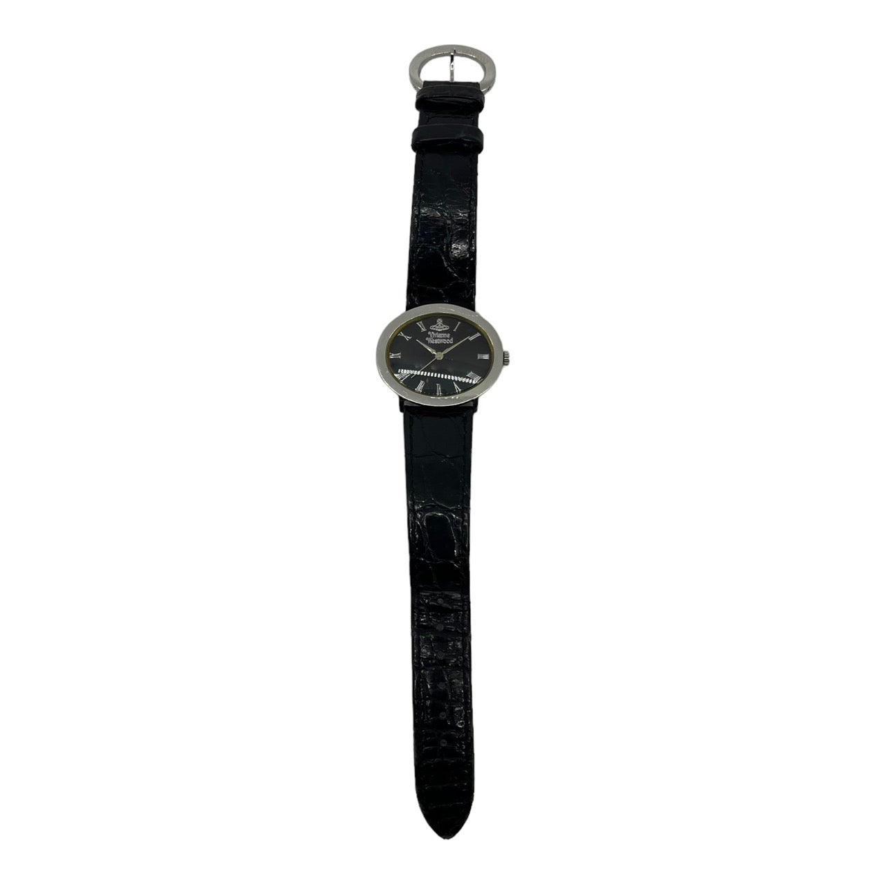 Vivienne Westwood(ヴィヴィアンウエストウッド) 00's oval leather belt watch/楕円 型押しレザー腕時計 VW-4001 文字盤:ブラック 動作確認済み