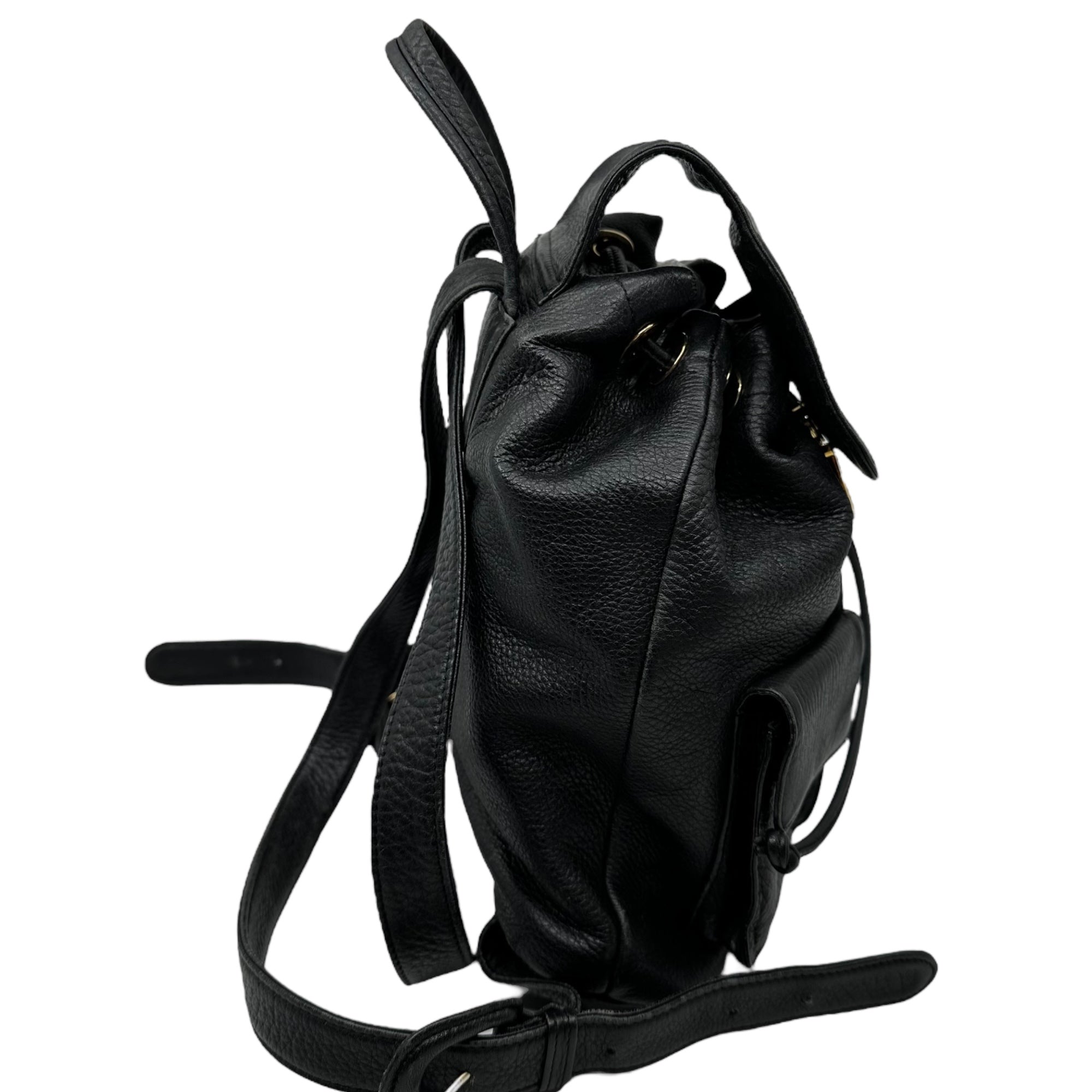 HIROFU(ヒロフ) H logo gold hardware leather mini backpack H ロゴ ゴールド 金具 レザー ミニ リュック ブラック